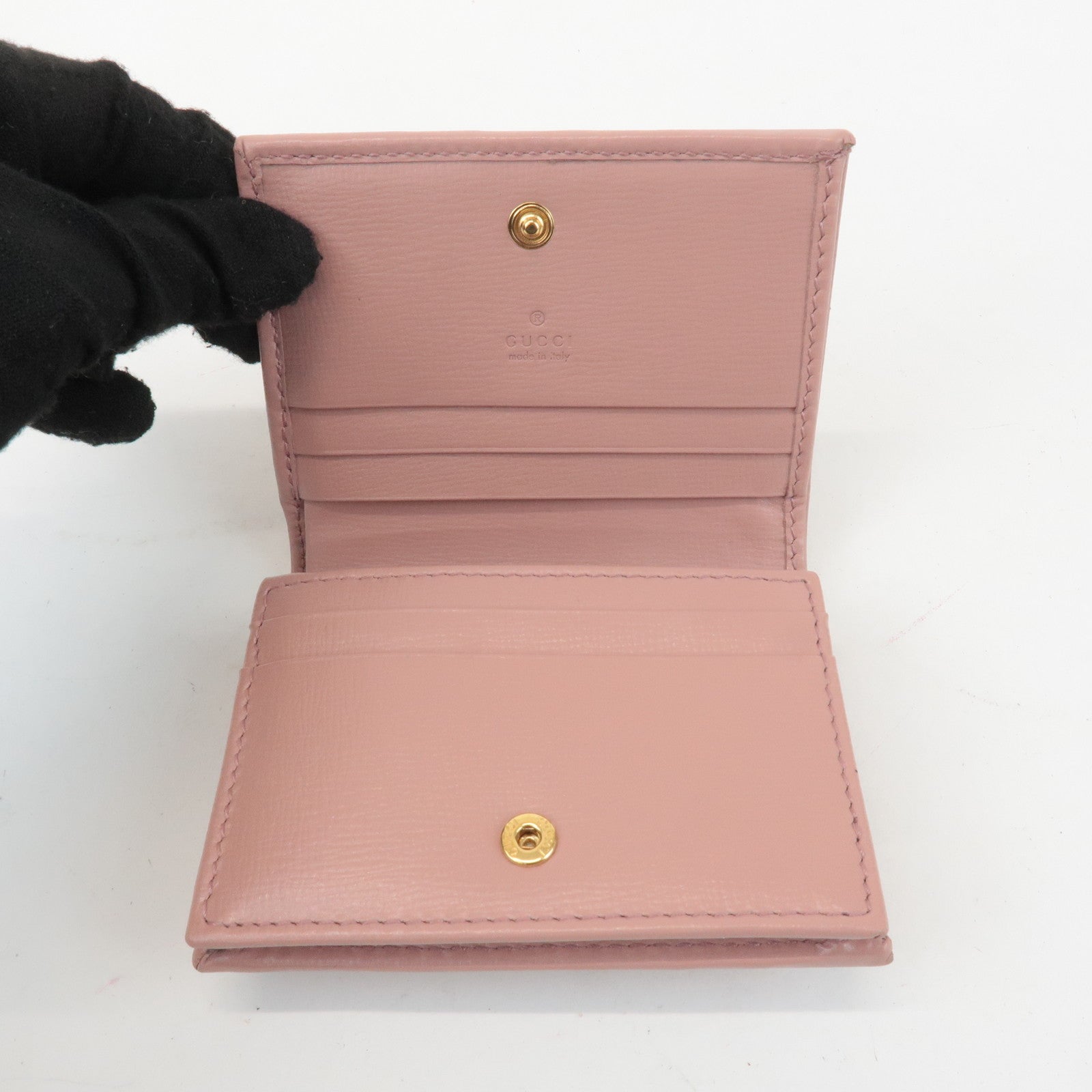 GUCCI Horsebit Leather Bi-fold Wallet Small Wallet Pink 621887 Used