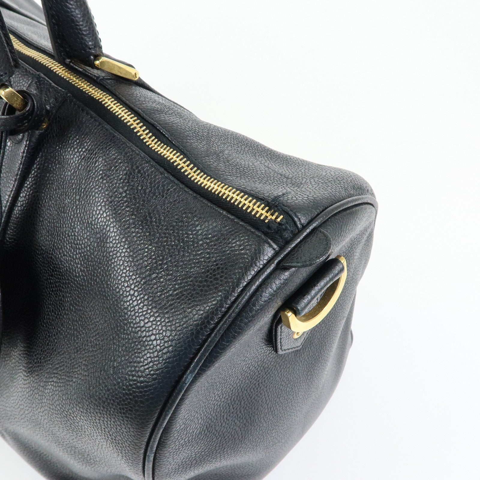 CHANEL COCO Mark Caviarskin Boston Bag Hand Bag Travel Bag Black