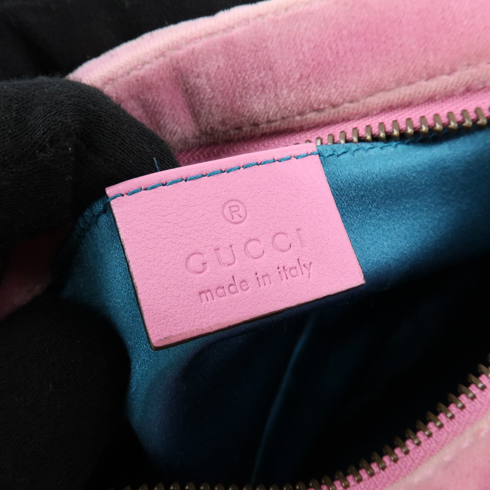 GUCCI GG Marmont Velvet Leather Rhinestone Shoulder Bag Pink 448065