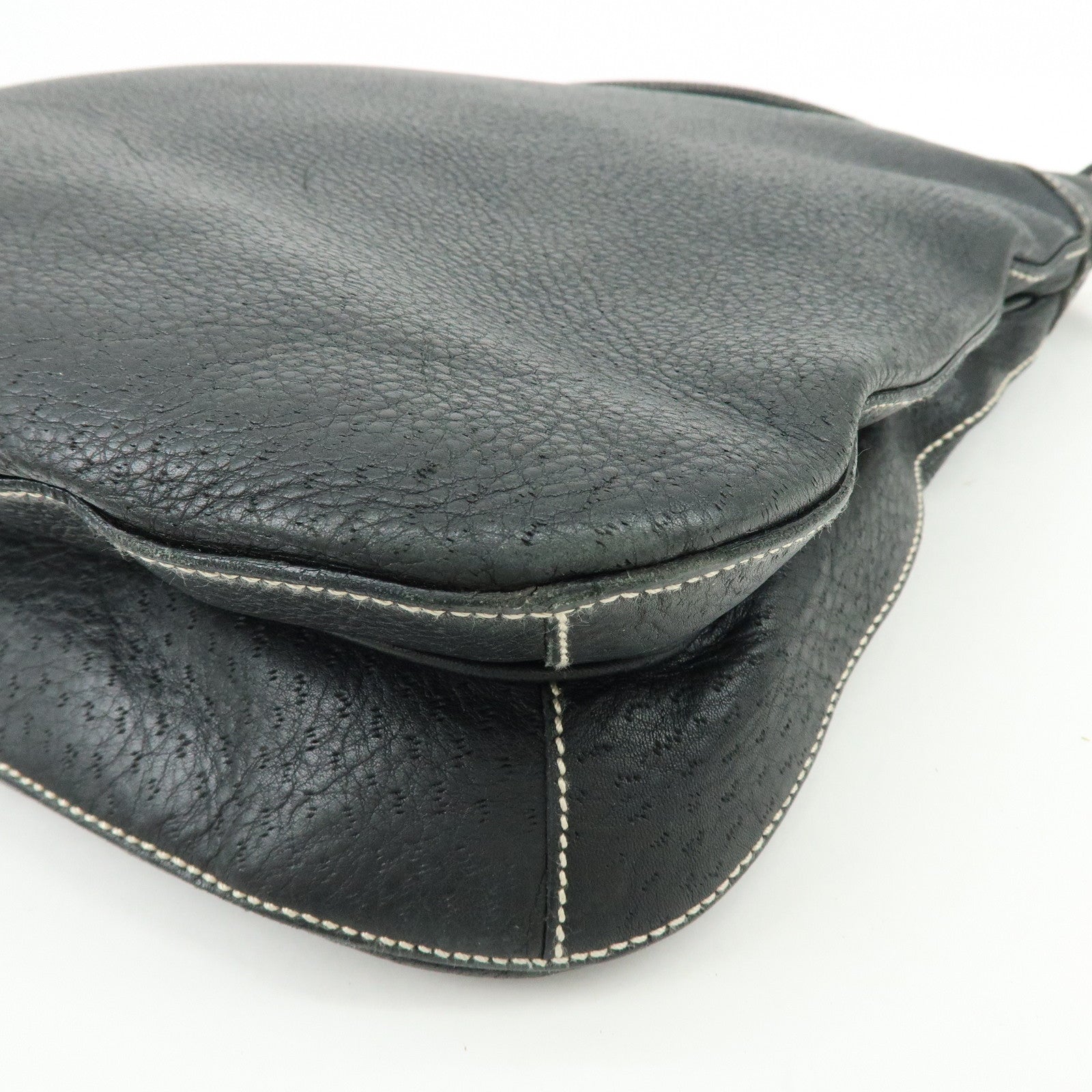 Ferragamo Gancini Leather Shoulder Bag Hand Bag Black