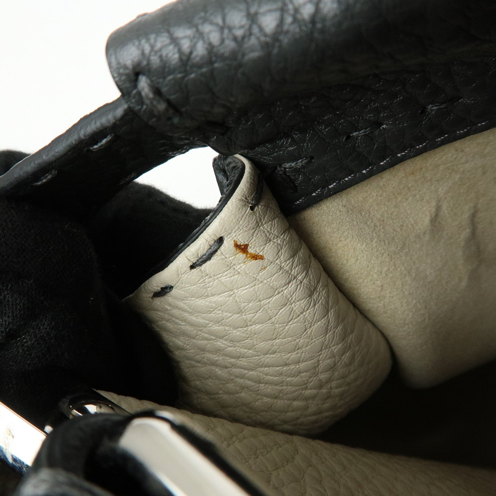 FENDI Peekaboo Selleria Leather 2Way Hand Shoulder Bag Gray 8BN290