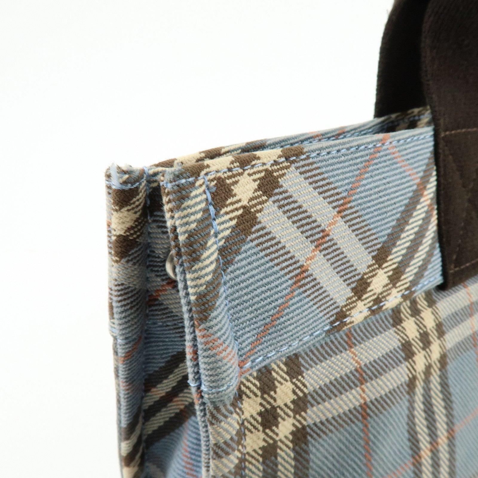 BURBERRY Blue Label Canvas Tote Bag Shoulder Bag Blue Brown
