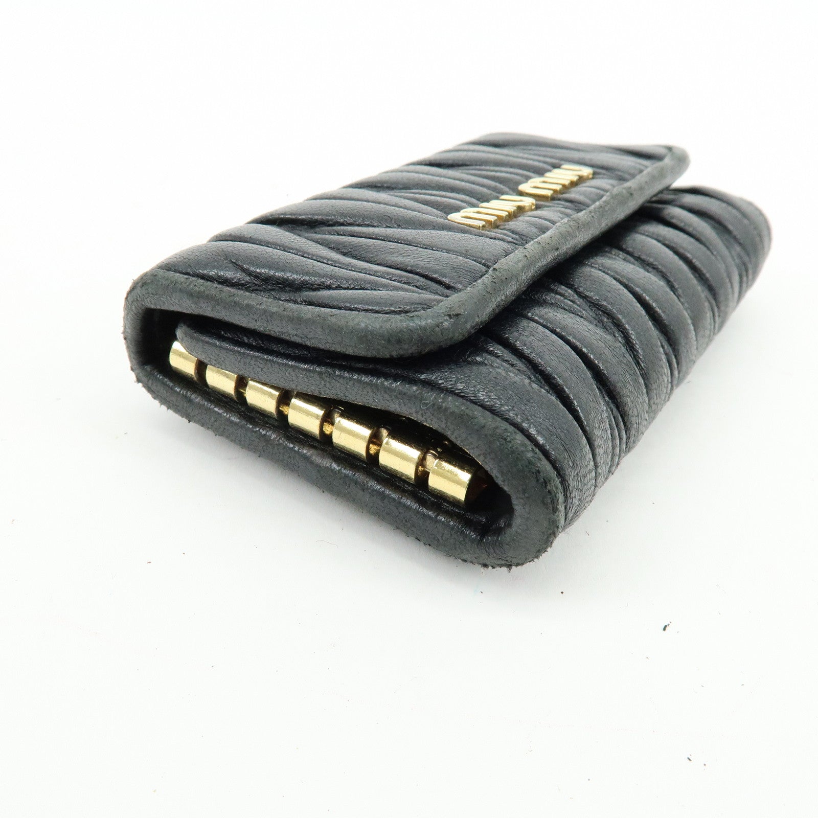 MIU MIU Set of 3 Leather Wallet Key Case Pink Black Light Brown