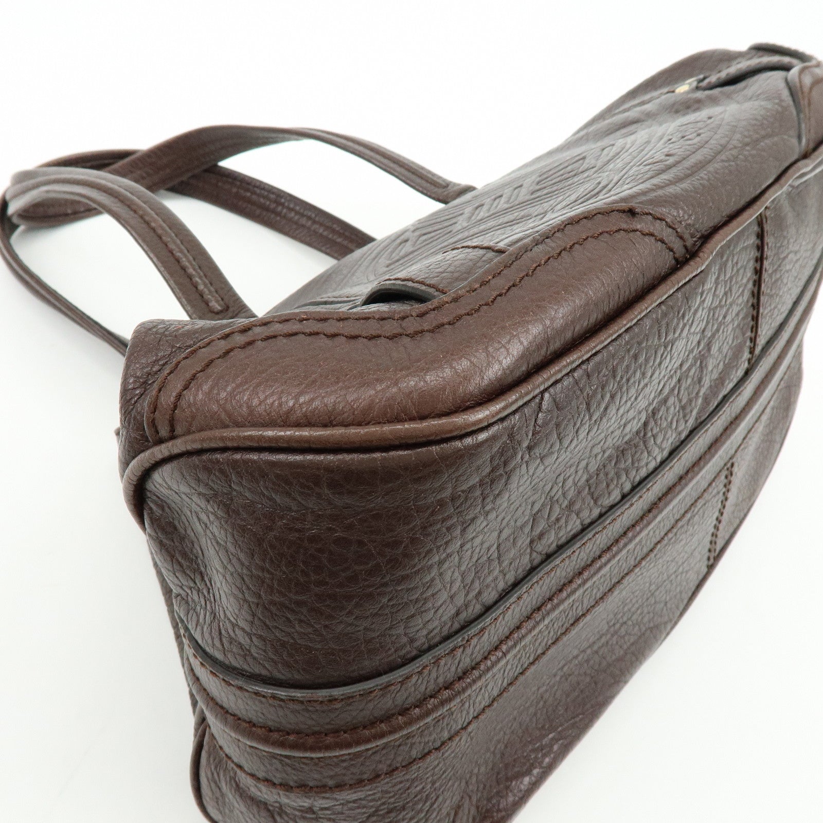 CELINE Macadam Leather Tote Bag Shoulder Bag Dark Brown