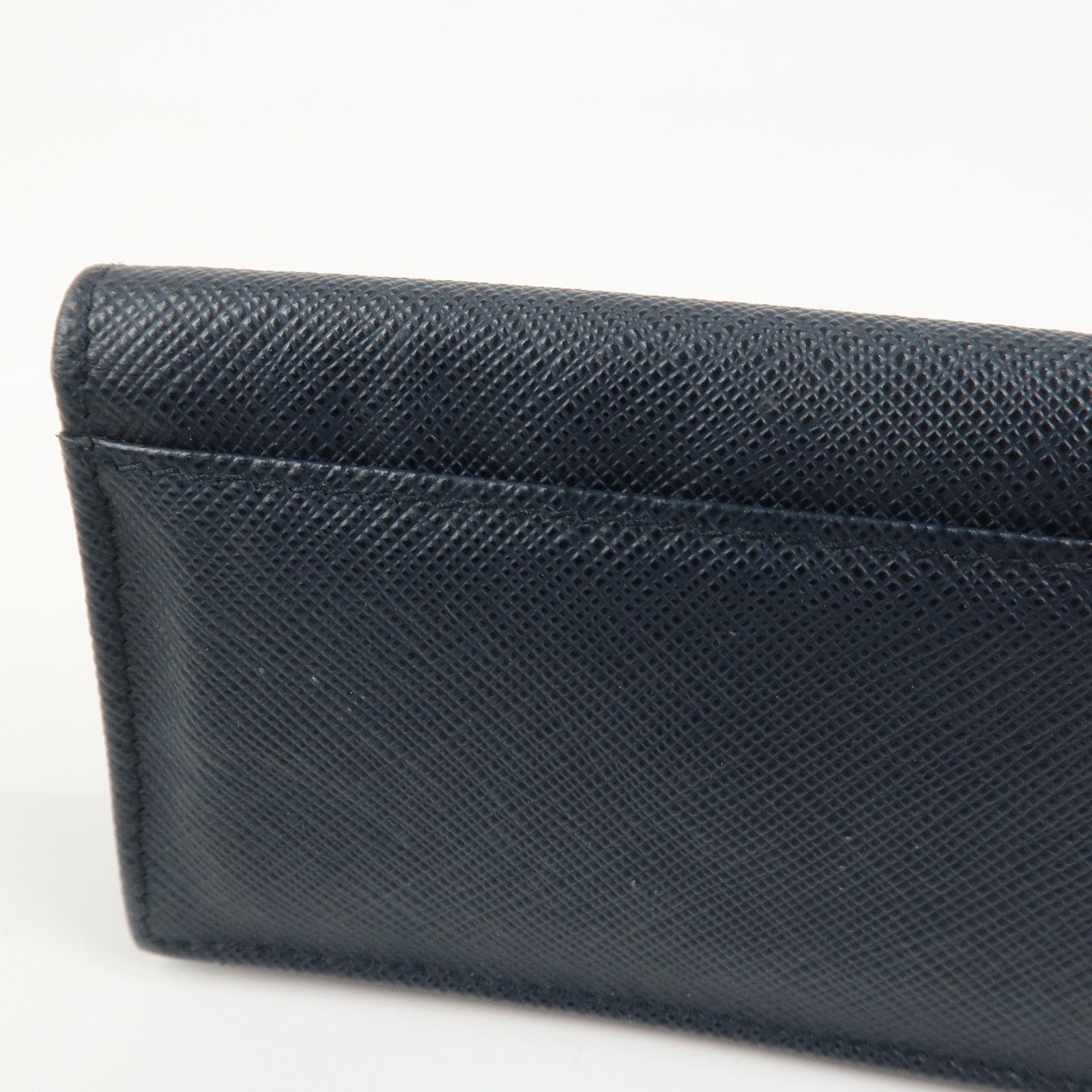 PRADA Saffiano Leather Card Case Card Holder Navy 2MC122