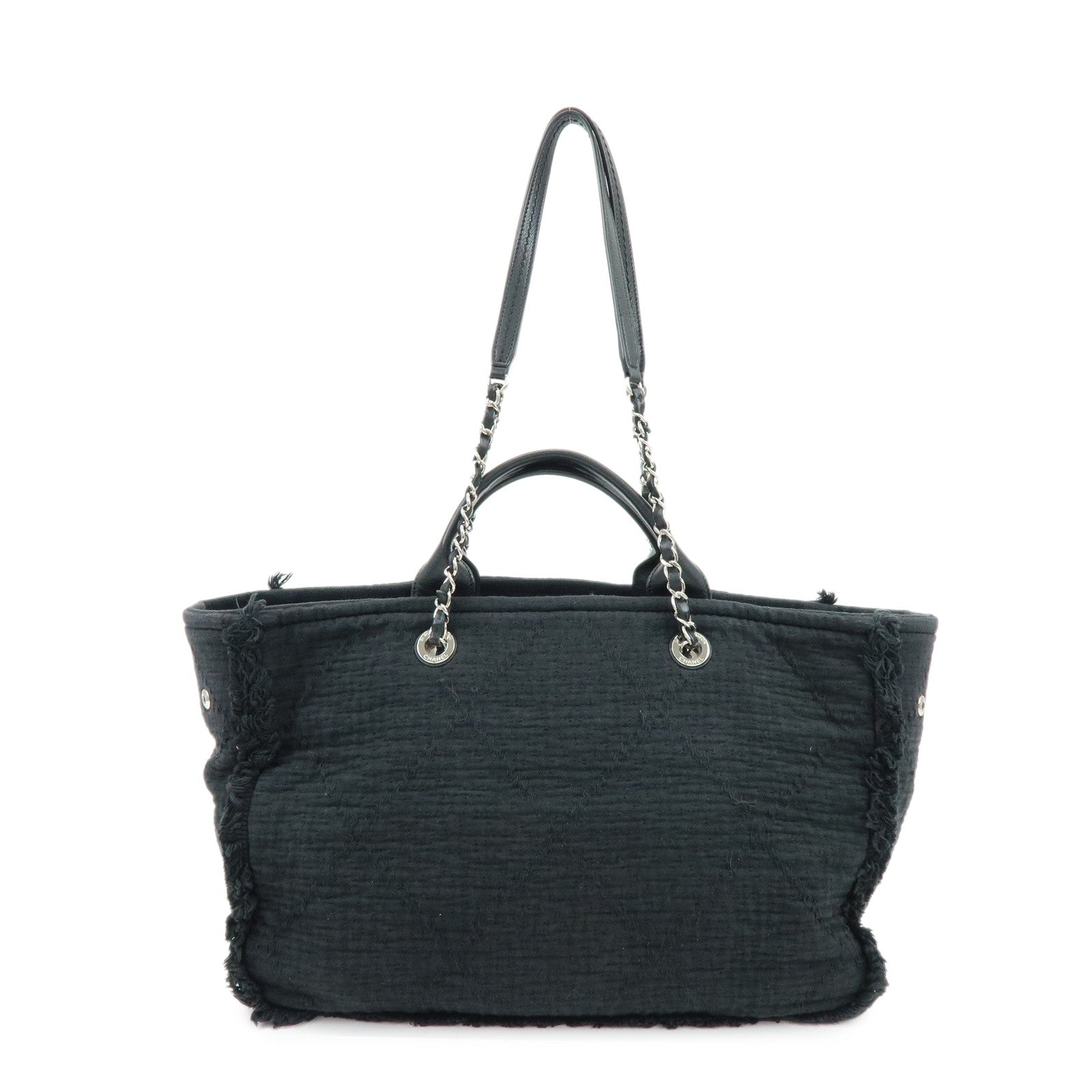 CHANEL COCO Mark Canvas Leather Chain Shoulder Bag Tote Bag A57180