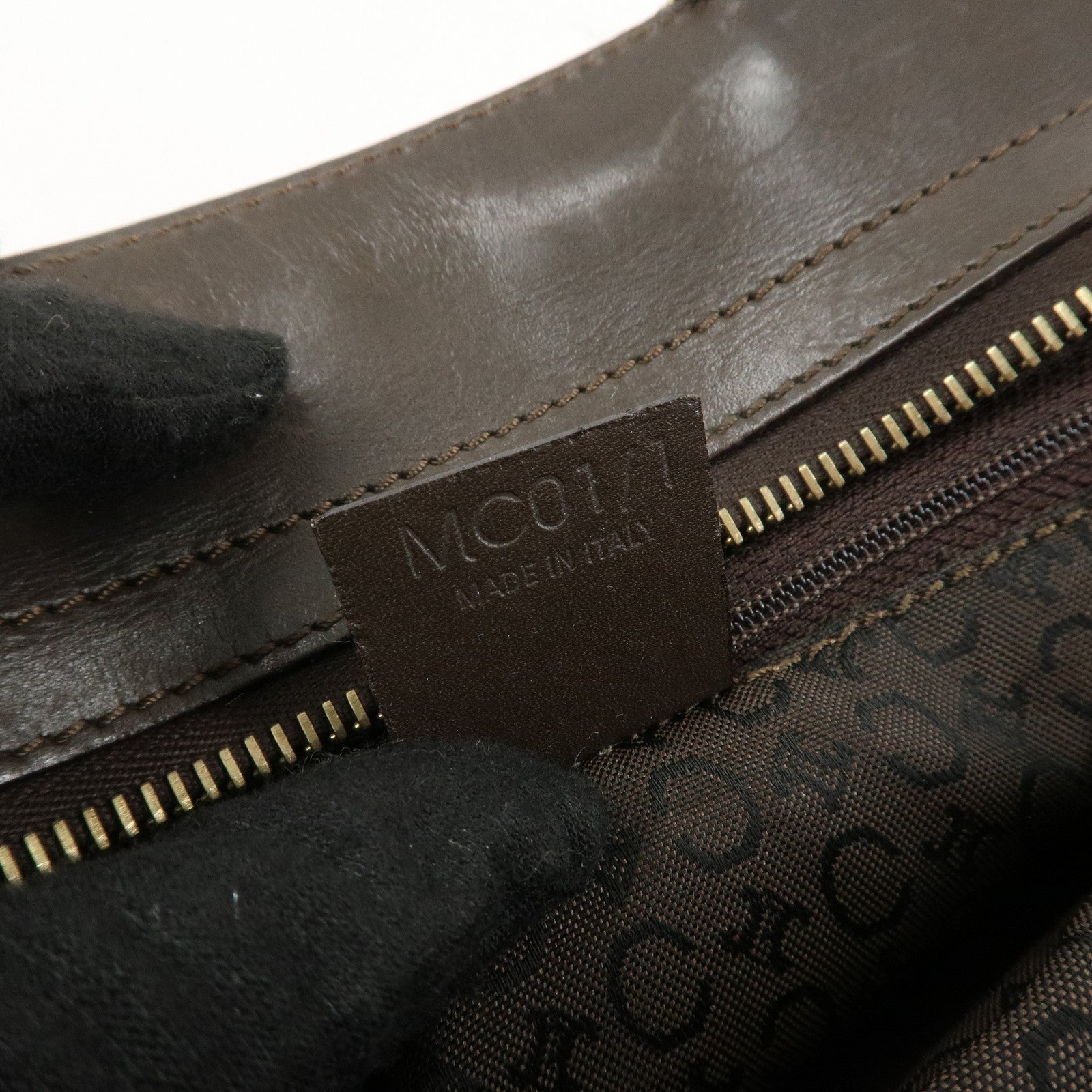 CELINE C Macadam Canvas Leather Hand Bag Brown