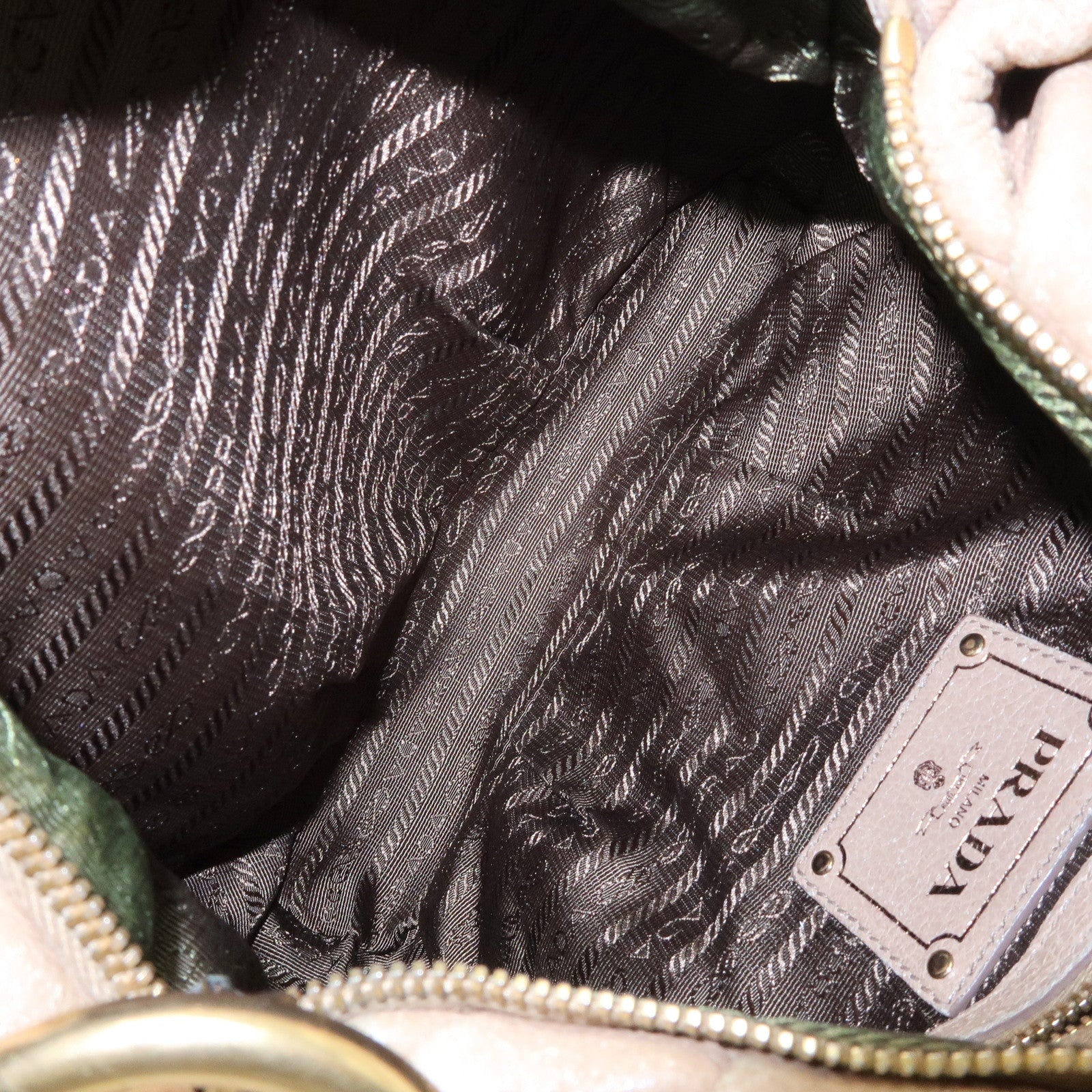 PRADA Logo Leather Chain One Shoulder Bag Light Brown BR4243