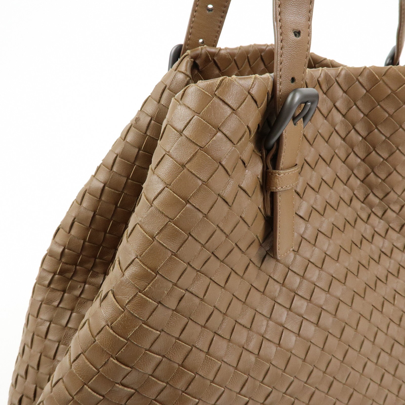 BOTTEGA VENETA Cesta Intrecciato Leather Shoulder Tote Bag Brown
