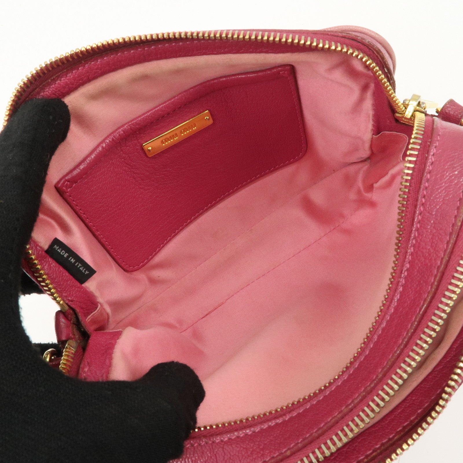 MIU MIU MADRAS BICOLORE Leather Shoulder Bag Crossbody Bag Pink Used