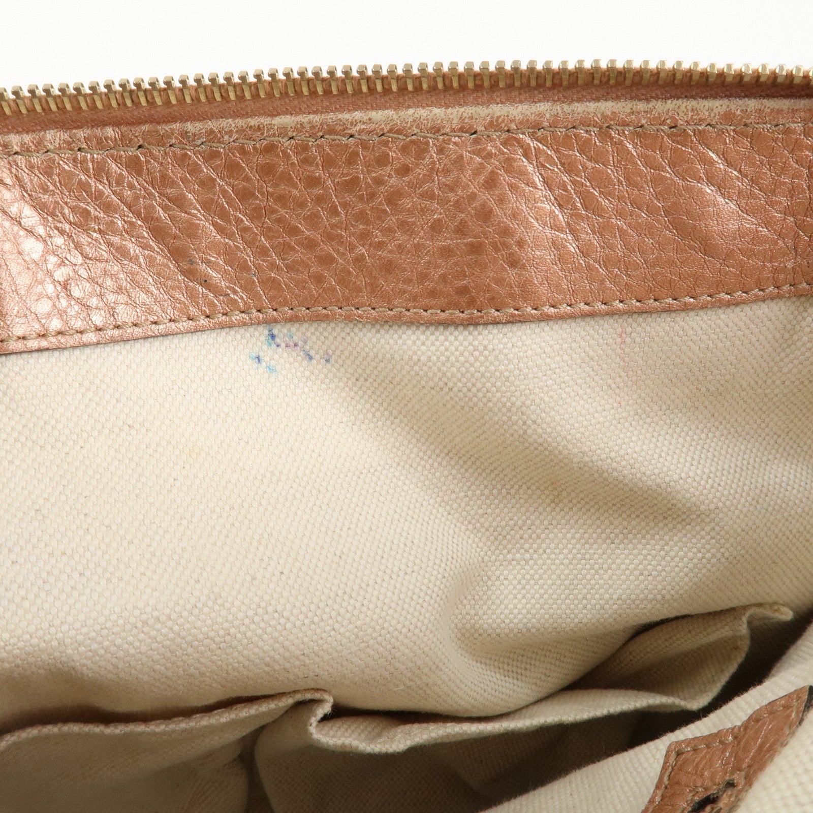 GUCCI Bamboo GG Canvas Leather 2Way Shoulder Bag Beige Pink 282300 Used