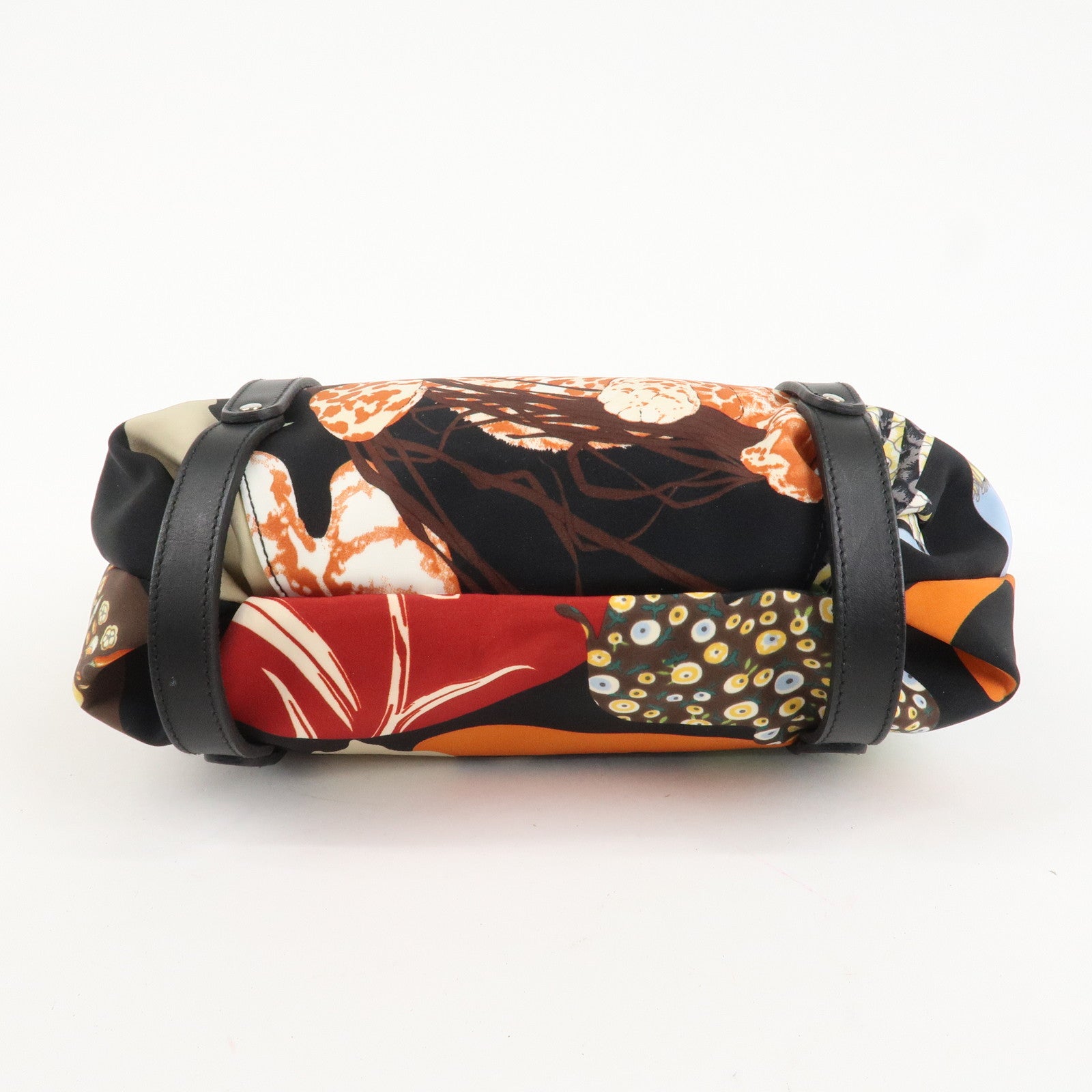 Ferragamo Nylon Leather Mini Hand Bag Pouch Multicolor Black Used