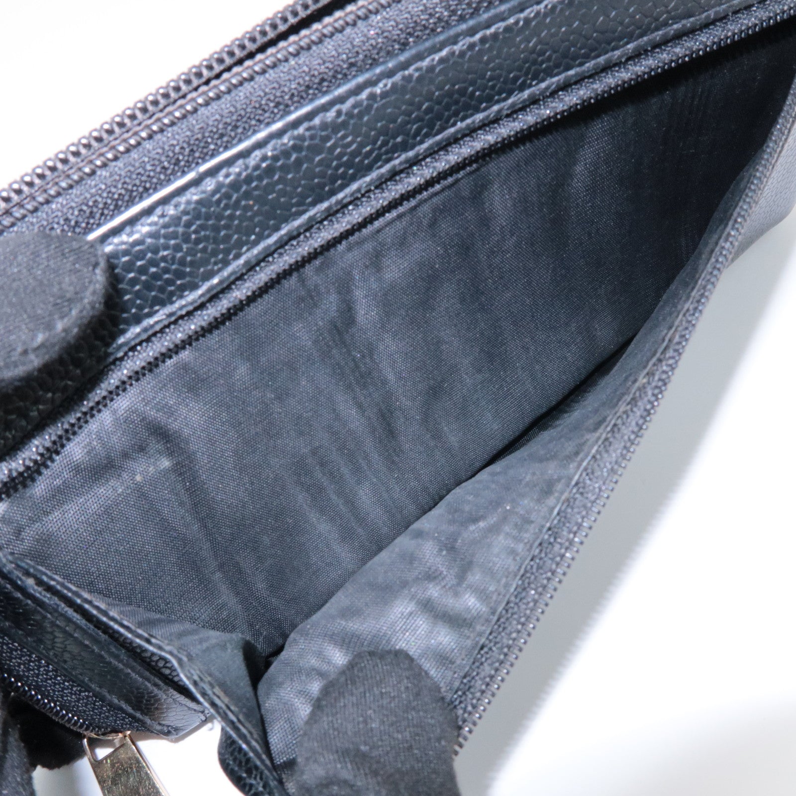 CHANEL COCO Mark Caviarskin Round Zippy Long Wallet Black