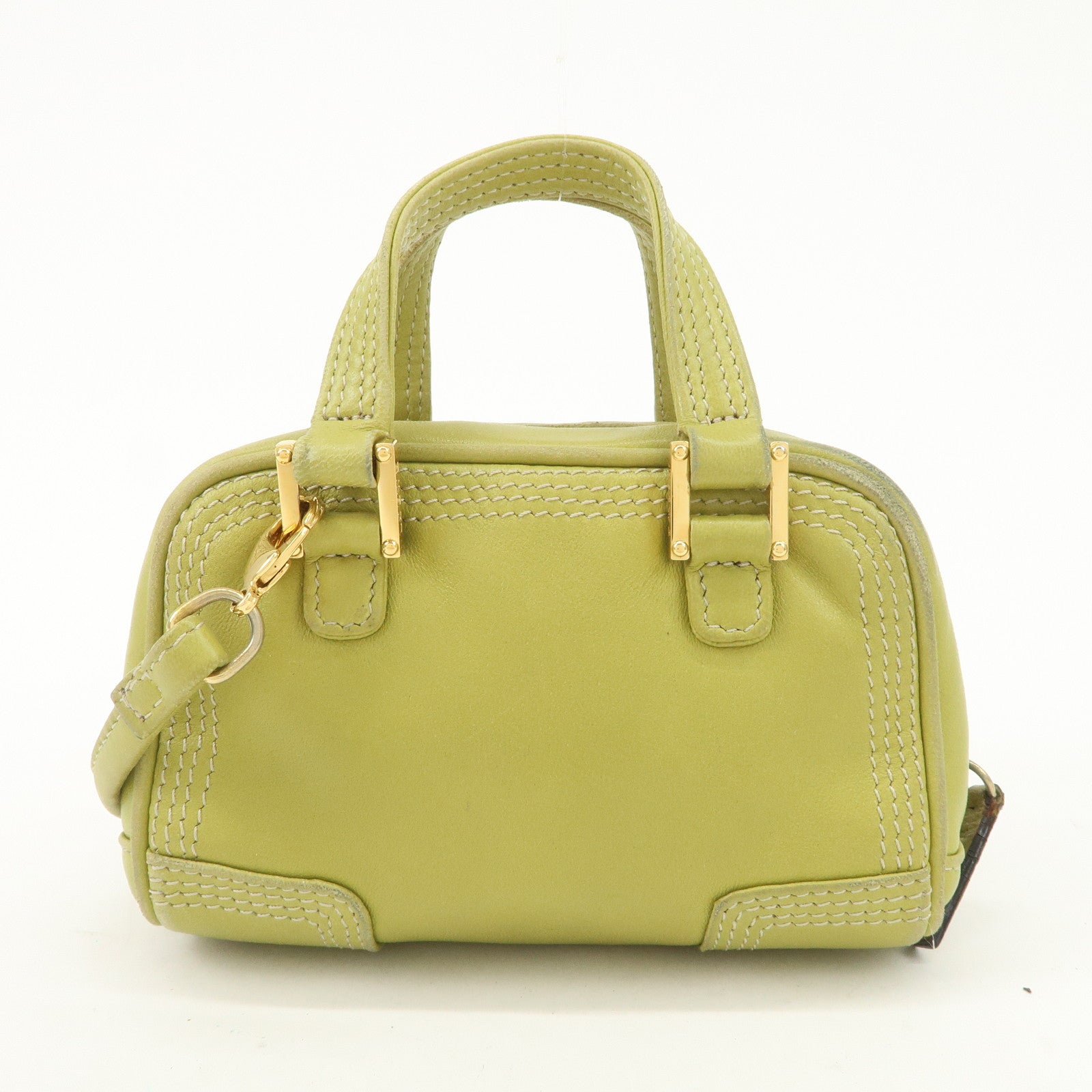 LOEWE Anagram Leather Micro Amazona 2Way Shoulder Bag Green Used