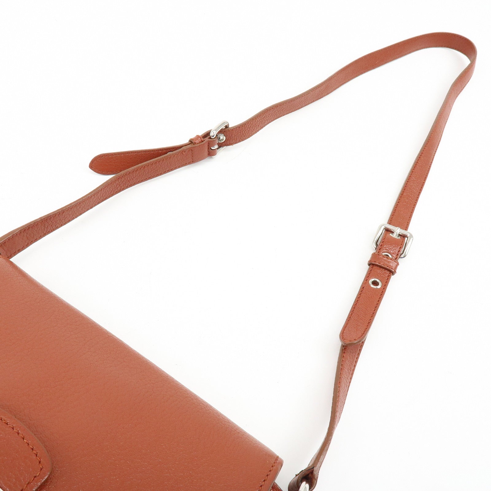 MIU MIU Madras Leather Shoulder Bag Crossbody Bag Brown 5BH638