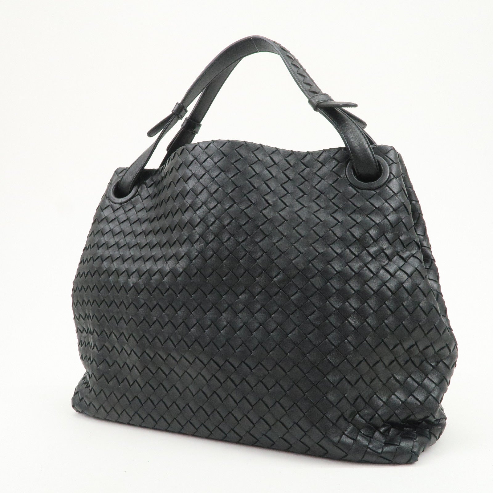 BOTTEGA VENETA Intrecciato Leather Tote Bag Hand Bag Black
