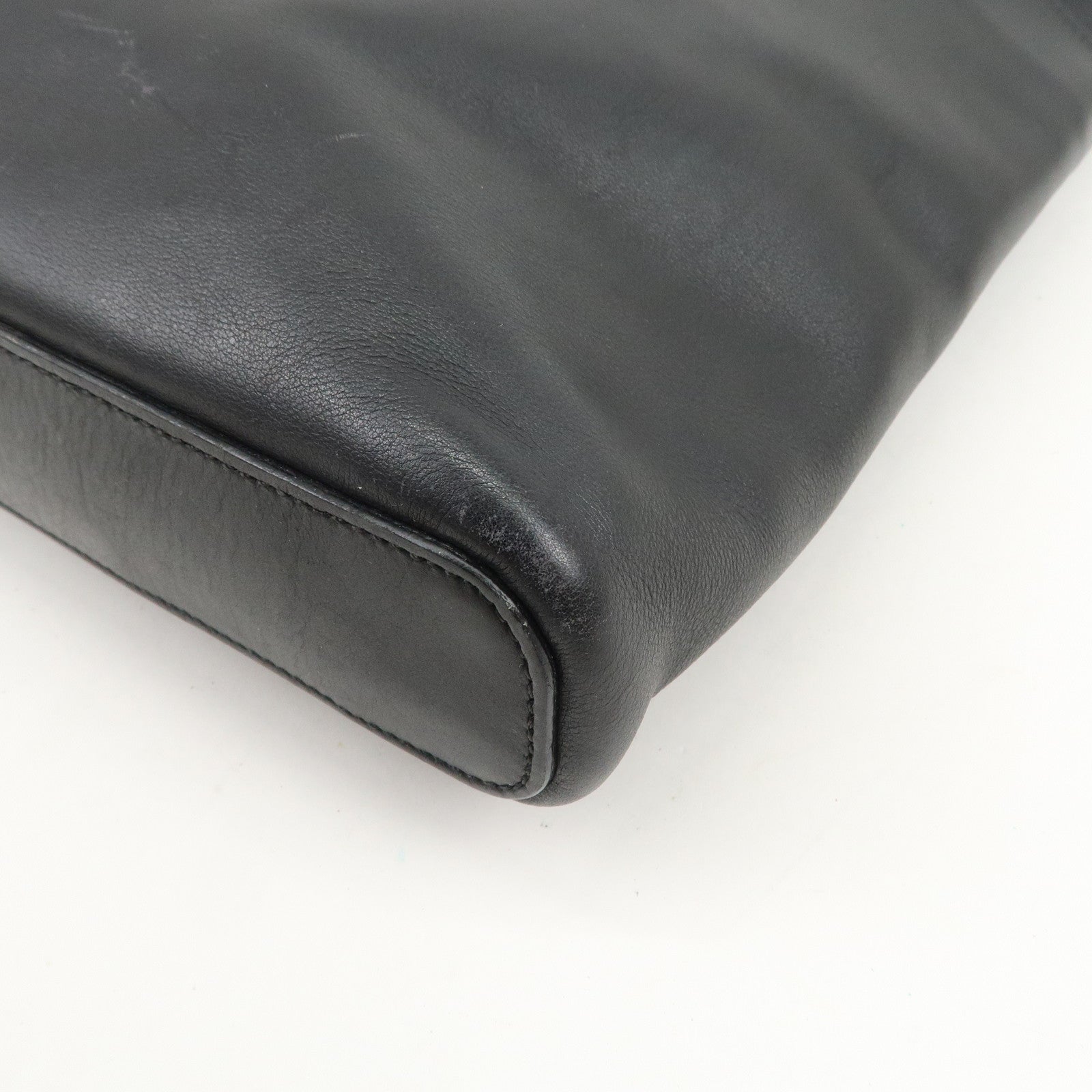 LOEWE Logo Leather Tote Bag Hand Bag Shoulder Bag Black