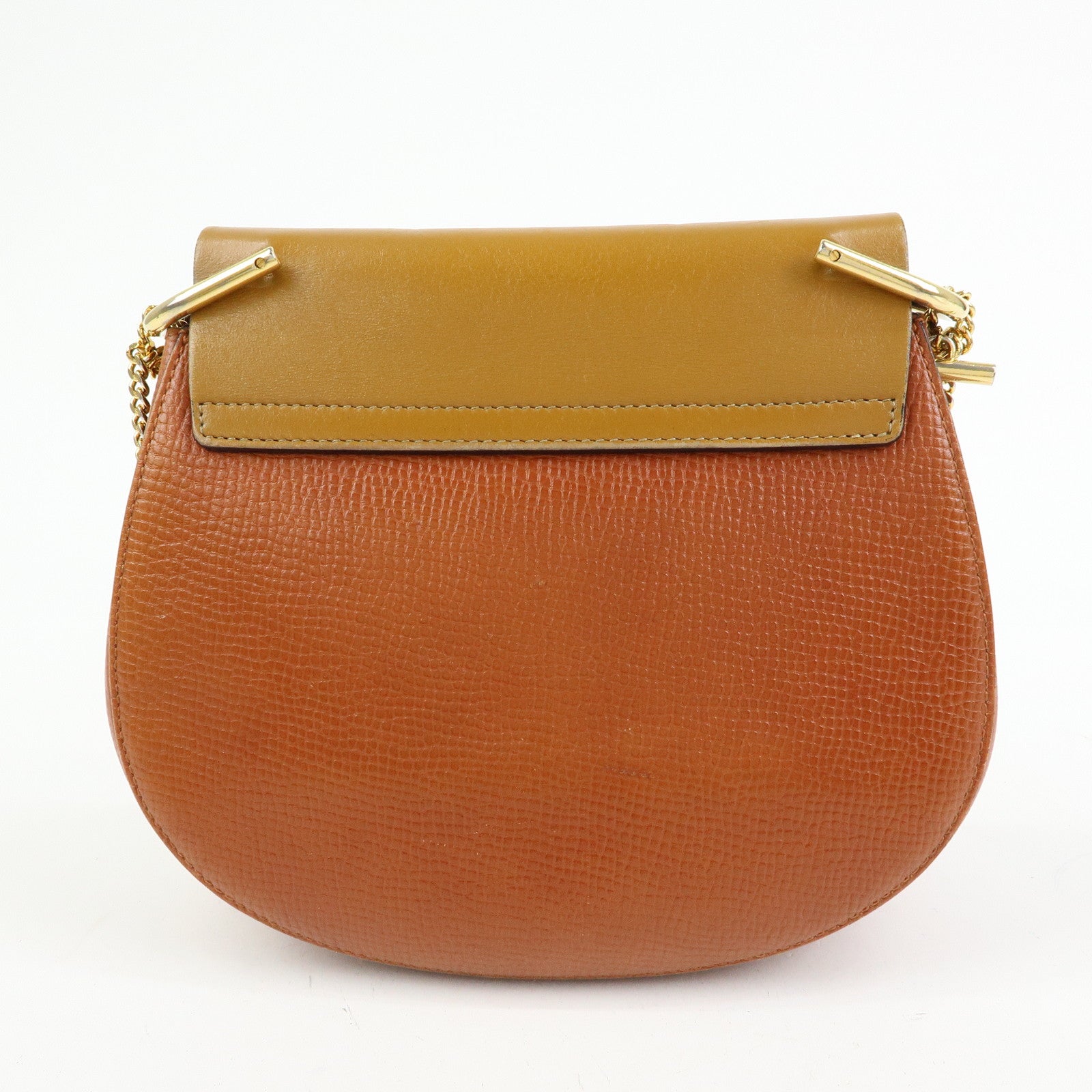 Chloe Drew Leather Chain Shoulder Bag Crossbody Bag Brown Gold