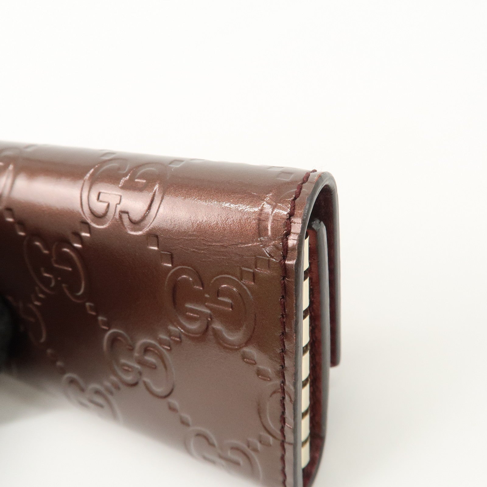 GUCCI Lovely Heart Guccissima Leather 6 Rings Key Case Brown 257217