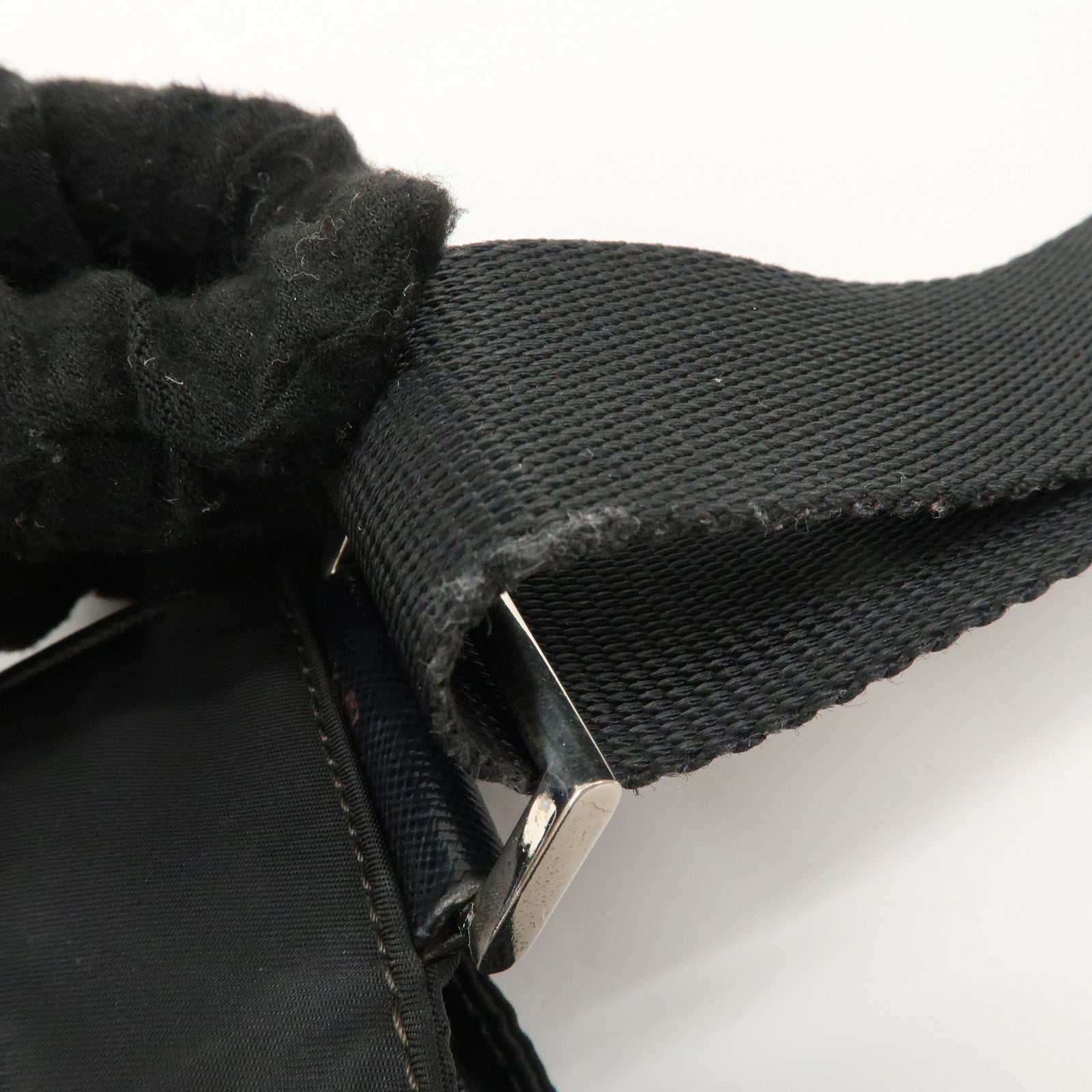 PRADA Triangle Logo Nylon Shoulder Bag Crossbody Bag Black Used