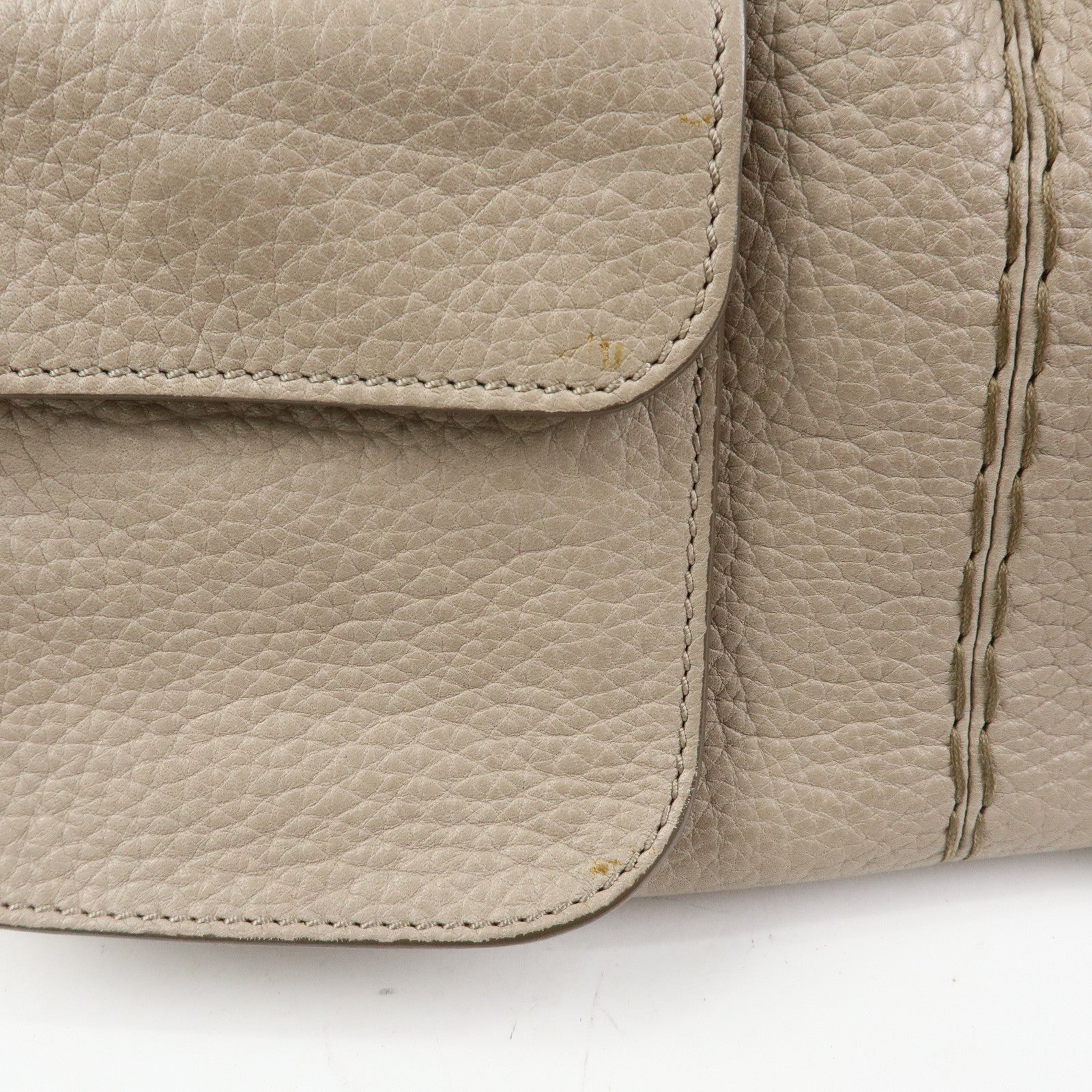 TOD'S Leather Tote Bag Shoulder Bag Hand Bag Greige