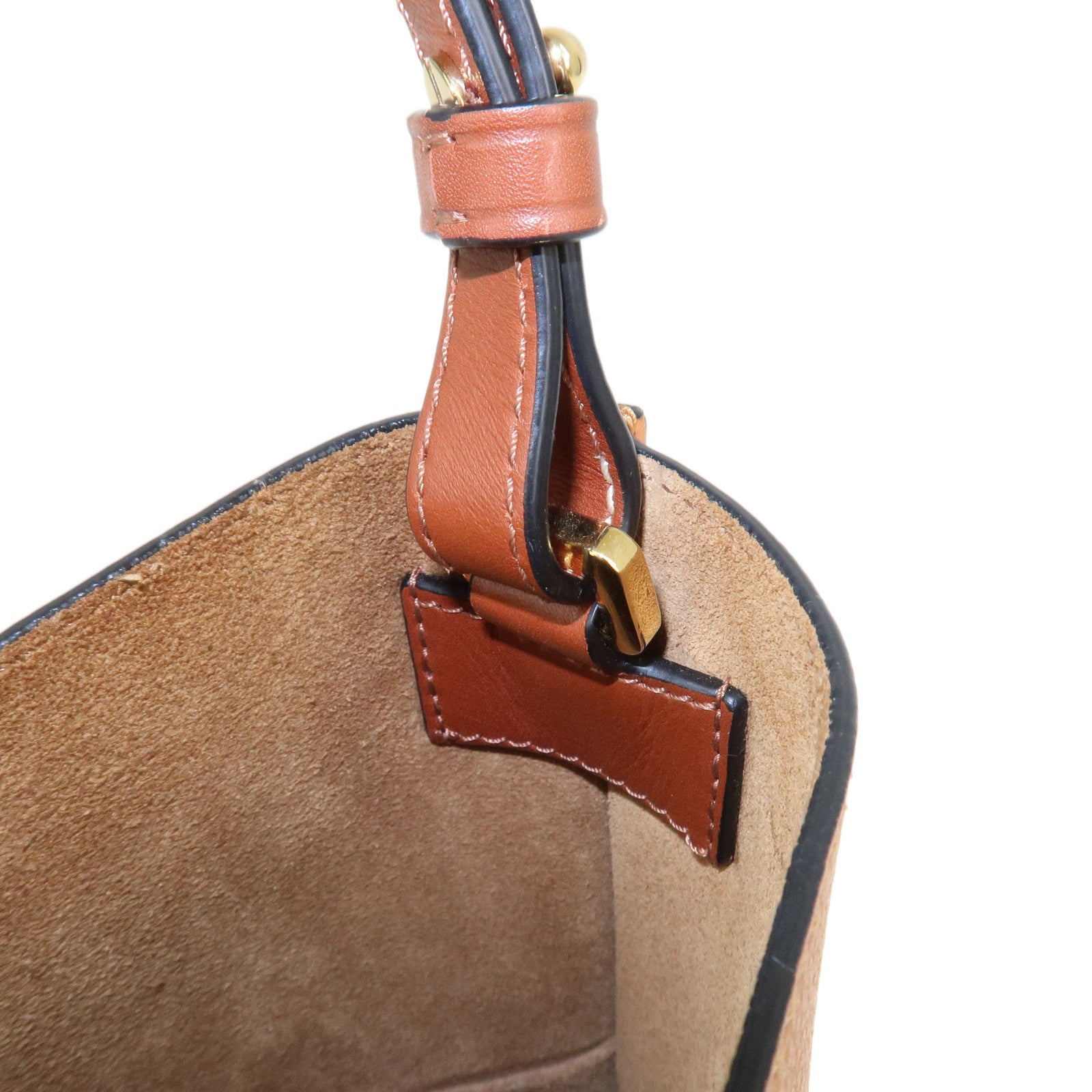 LOEWE Anagram Calf Leather Gate Bag Bucket Small Shoulder Bag Brown