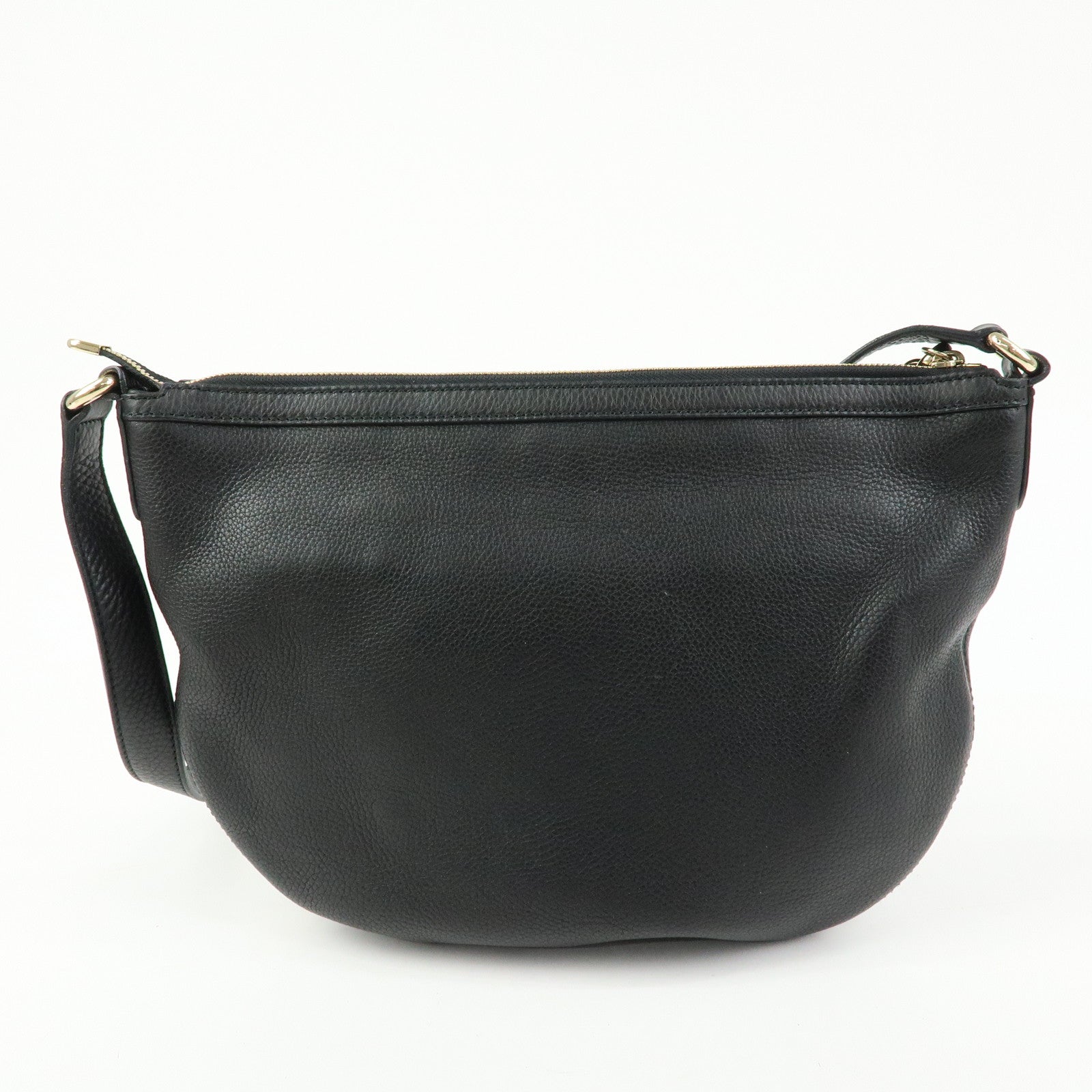 GUCCI SOHO Interlocking G Leather Shoulder Bag Black 308361