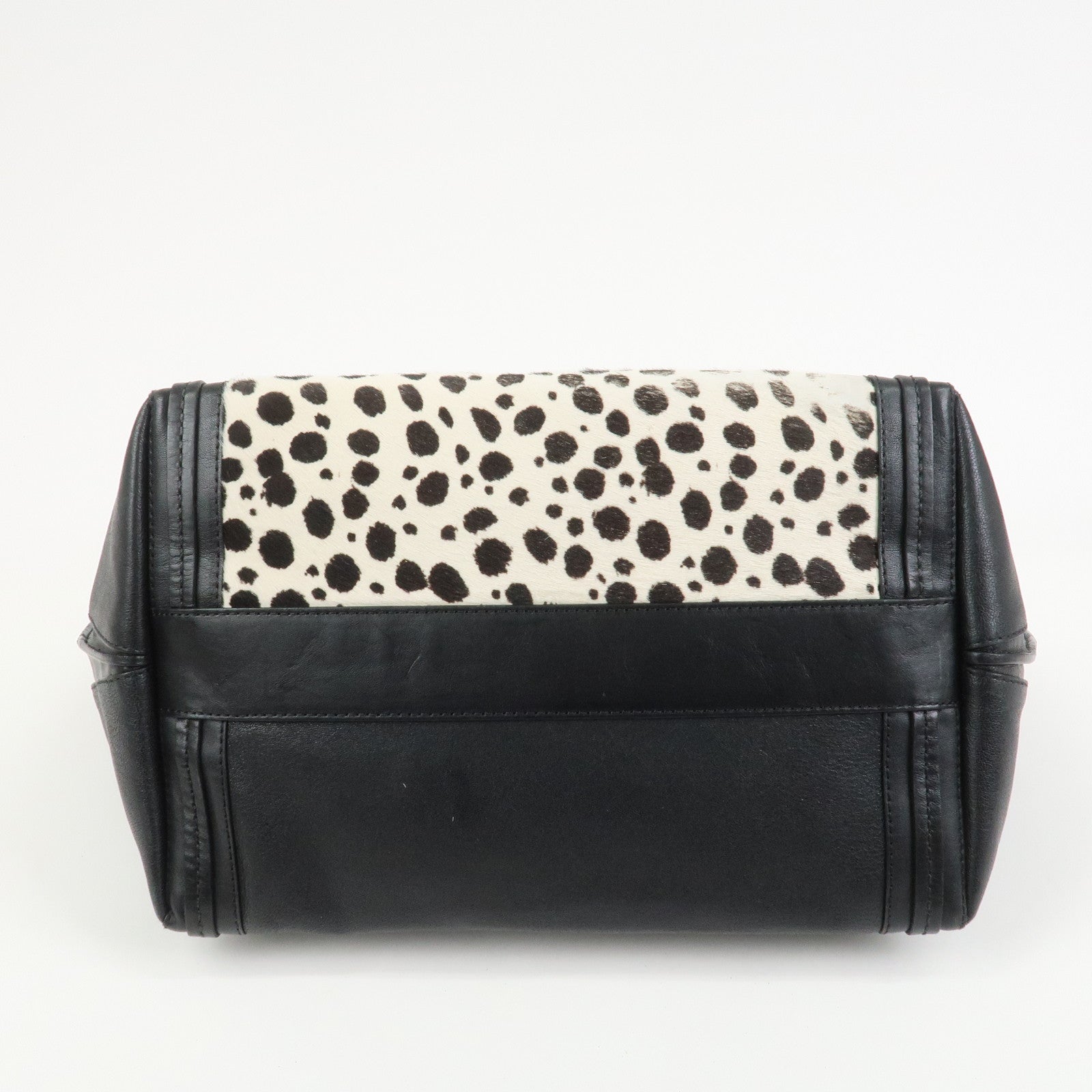 Chloe Alison Unborn Calf Leather Dalmatian Tote Bag Black Ivory