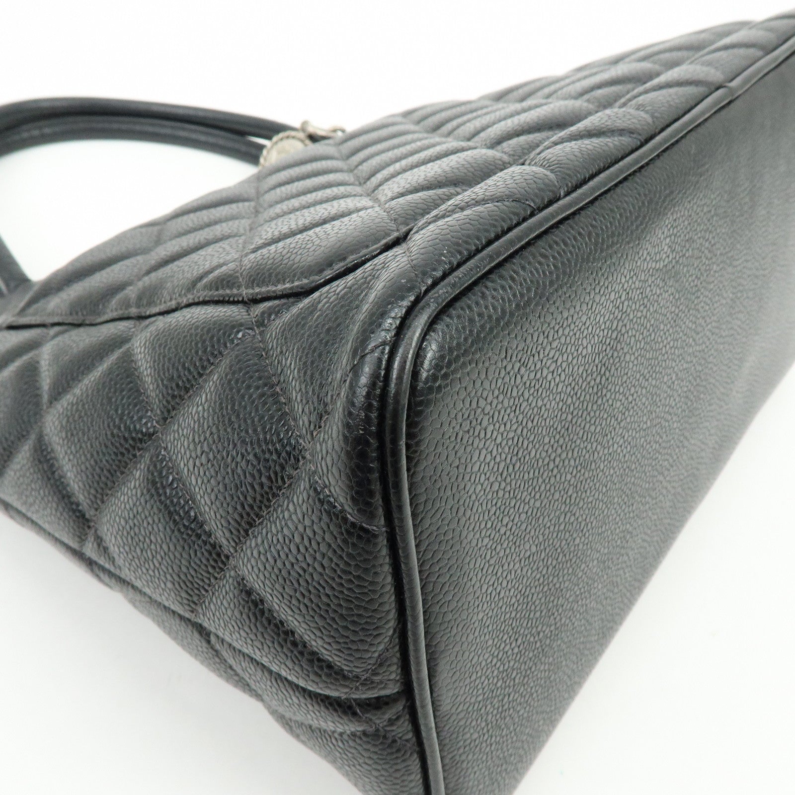 CHANEL Matelasse COCO Mark Medallion Tote Bag Hand Bag Black A01804