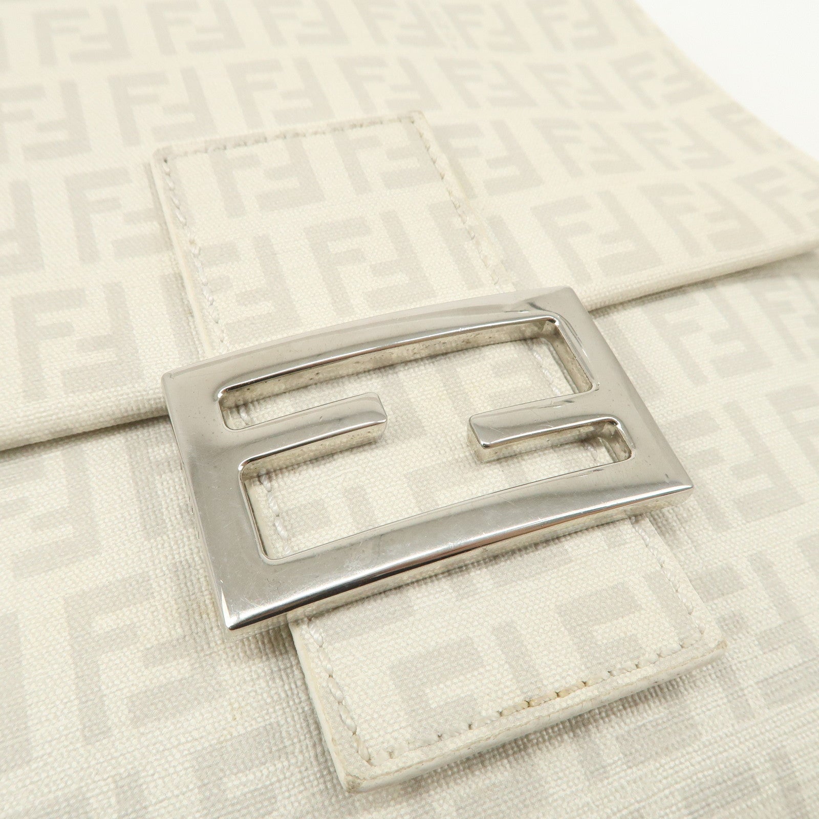 FENDI Zucchino PVC Leather Shoulder Bag Crossbody Bag White 8BT075