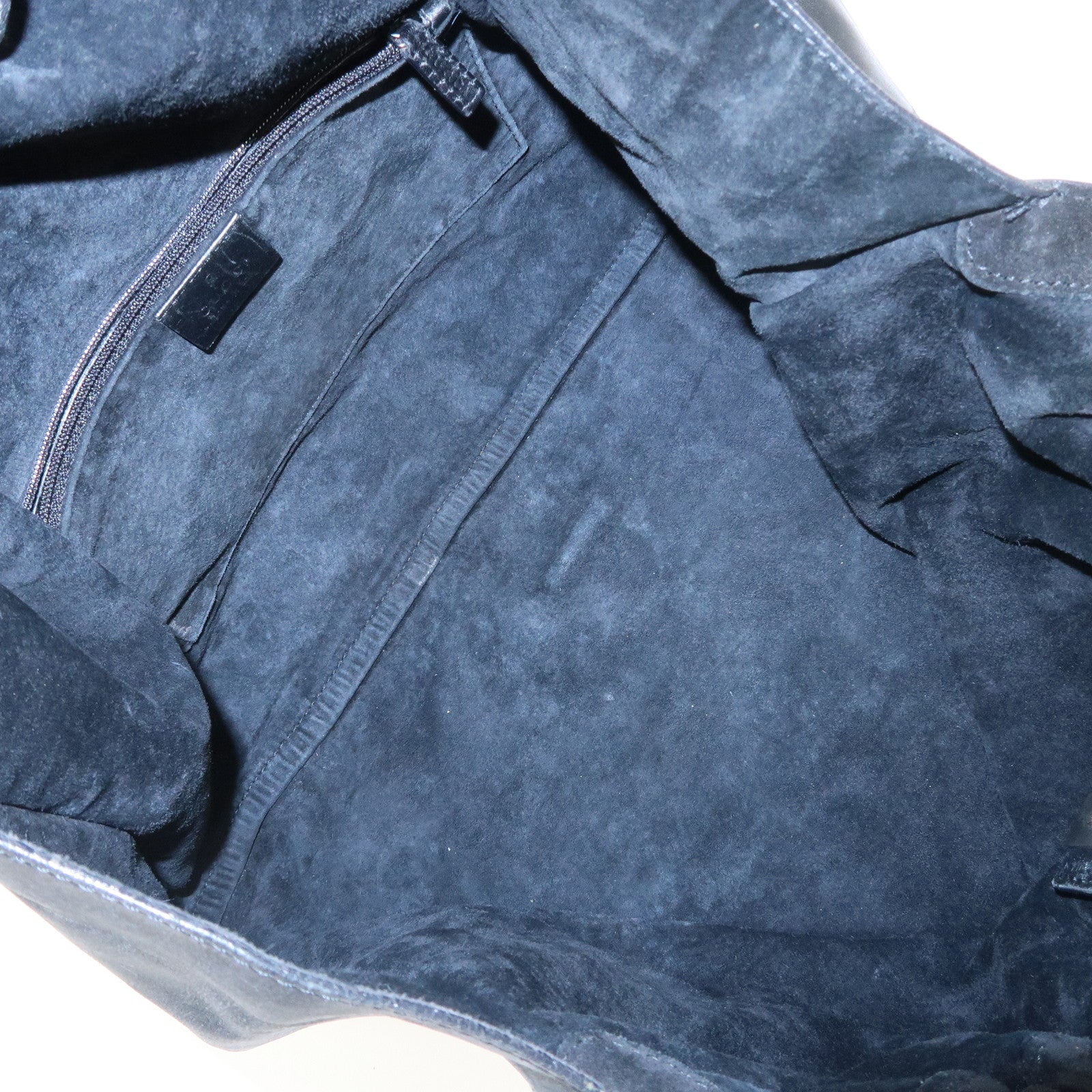 GUCCI Suede Leather Shoulder Bag Tote Bag Black 001.4332 Used