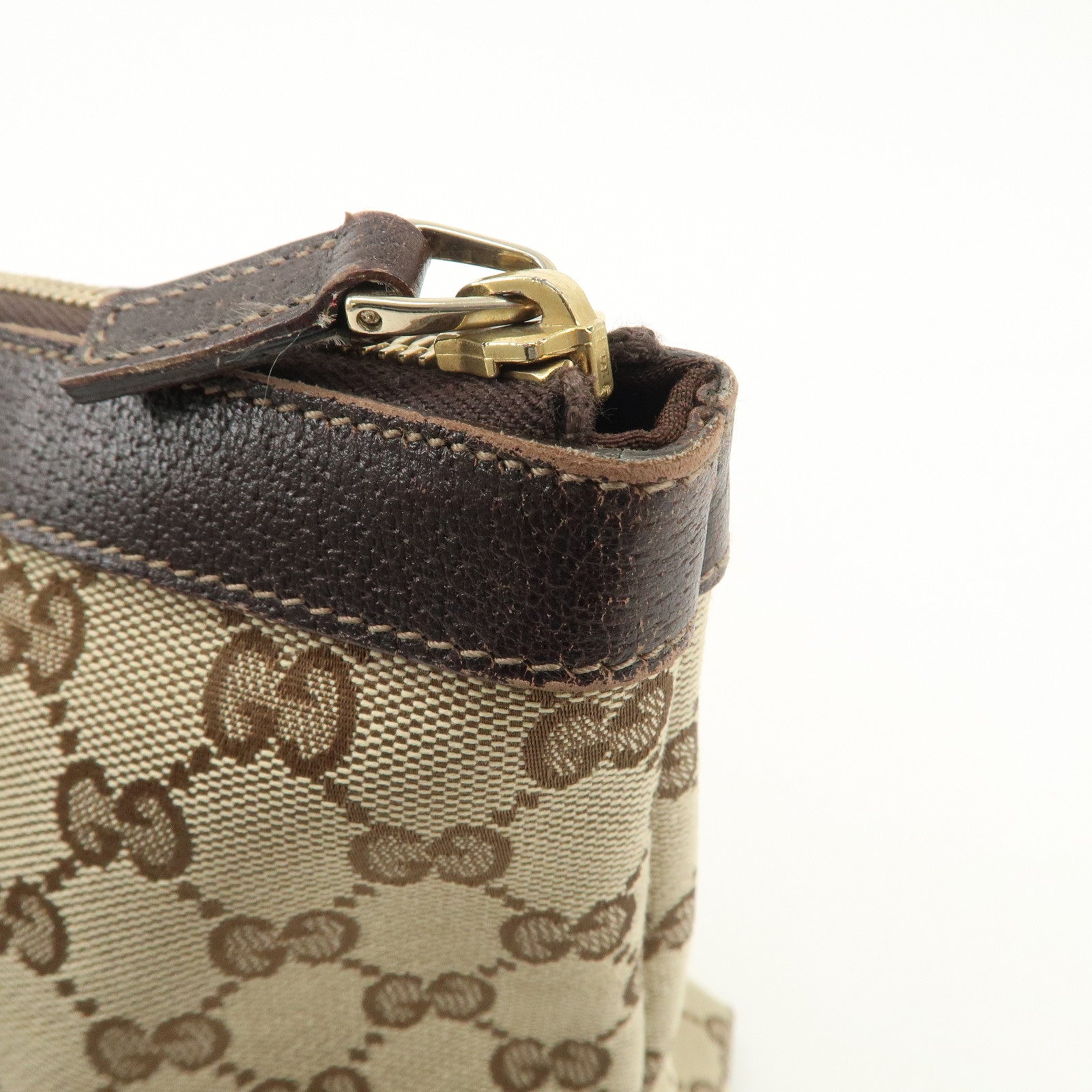 GUCCI Abbey GG Canvas Leather Tote Bag Hand Bag Beige 141470 Used