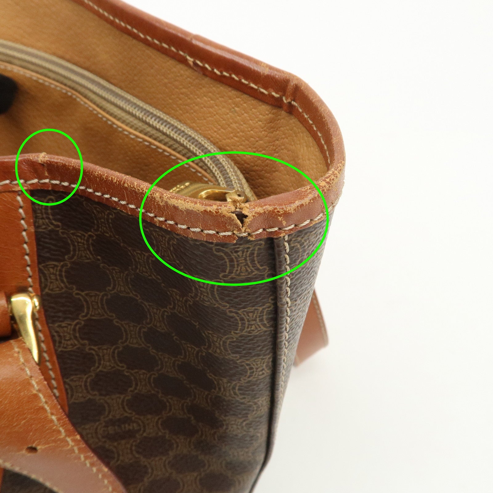 CELINE Macadam PVC Leather Shoulder Bag Tote Bag Brown