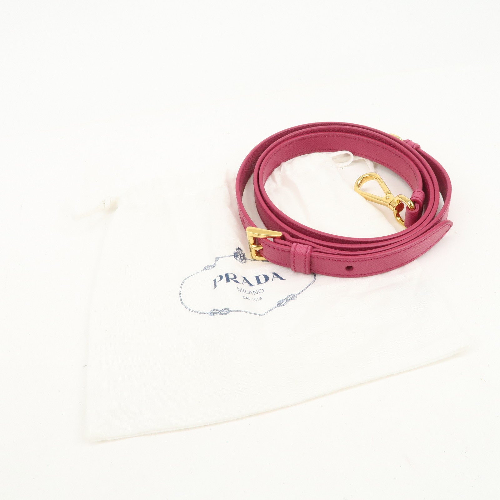 PRADA Logo Saffiano Leather Shoulder Strap Pink