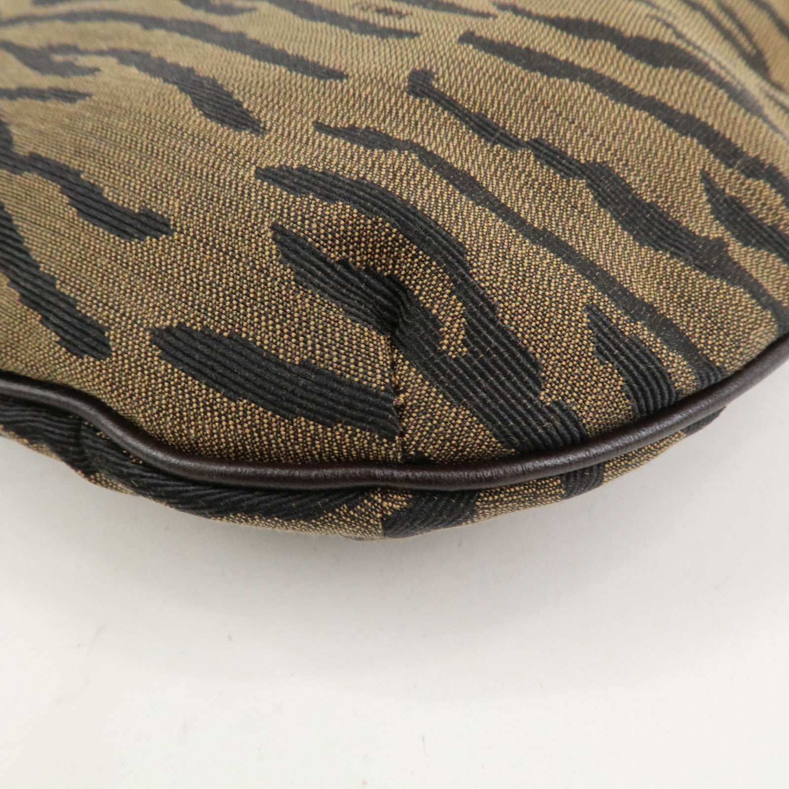 FENDI Canvas Leather Shoulder Bag Hand Bag Zebra Motif 8BR279