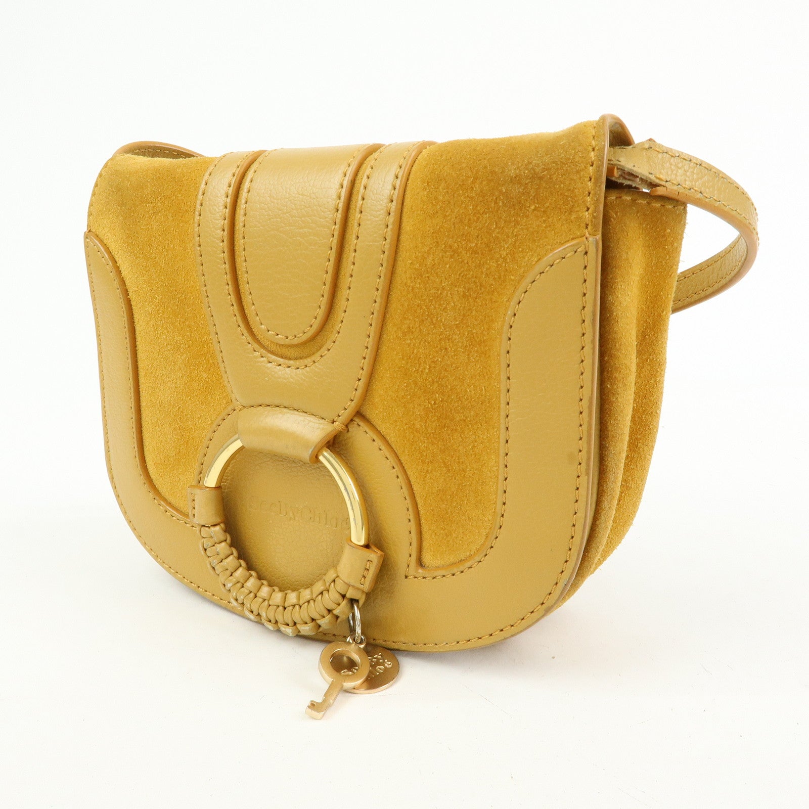 Chloe See by Chloe Suede Joan Leather Shoulder Bag Mustard