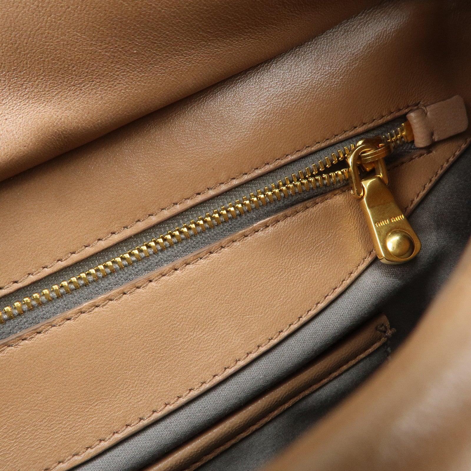 MIU MIU Leather 2Way Chain Shoulder Bag Clutch Bag Brown