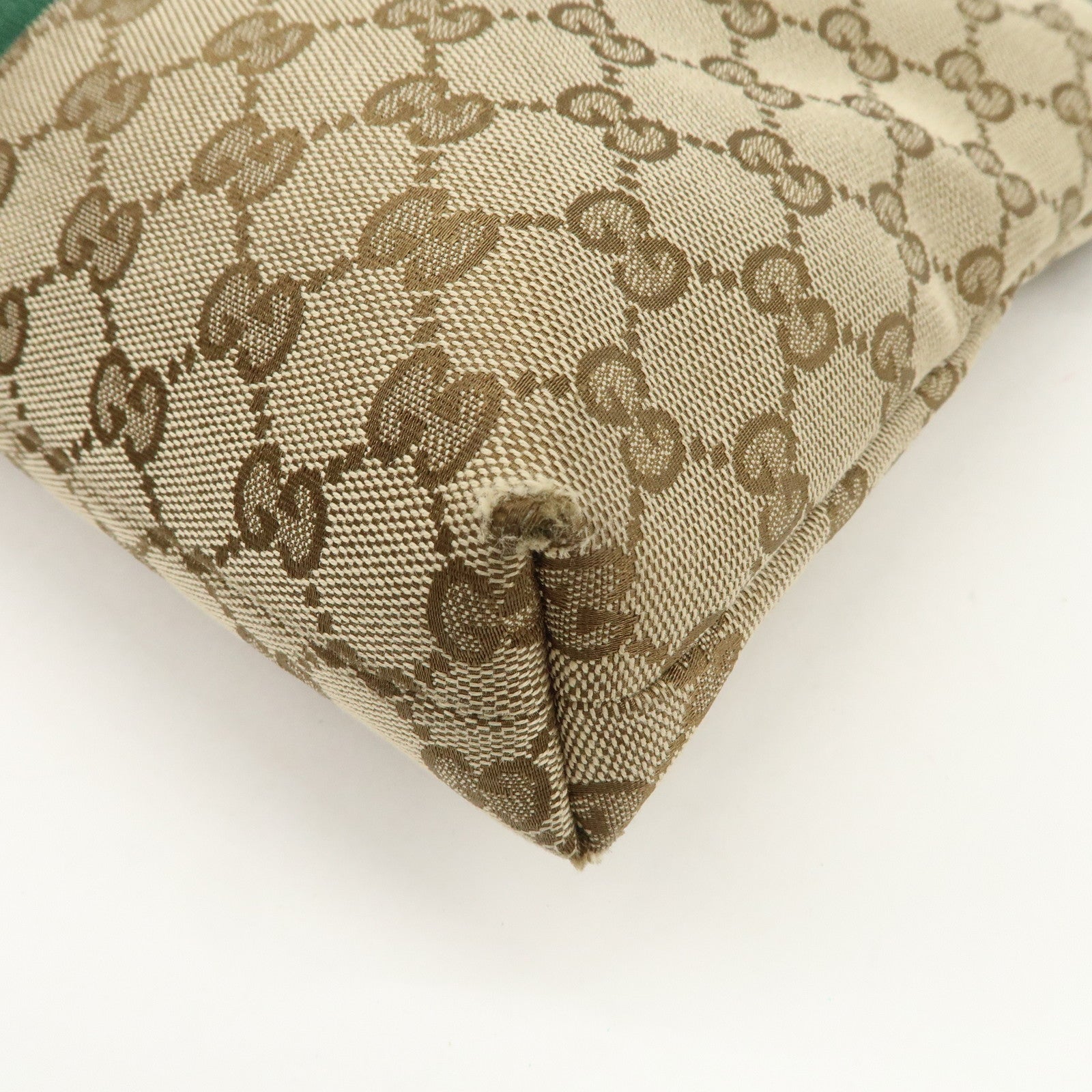 GUCCI Sherry GG Canvas Leather Shoulder Bag Beige Black 388926