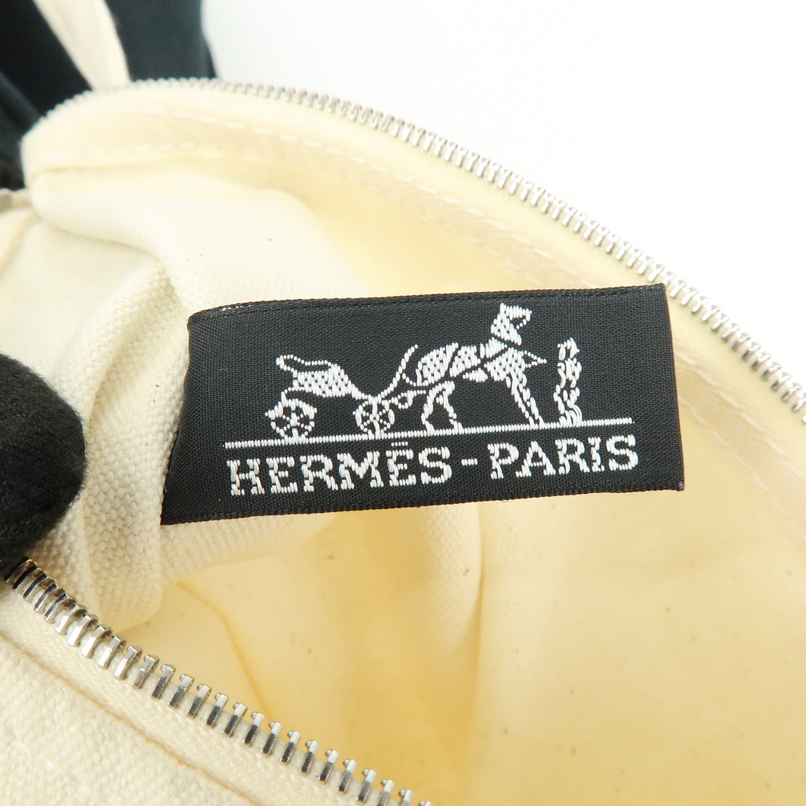 HERMES Cannes PM Canvas Tote Bag Hand Bag Black