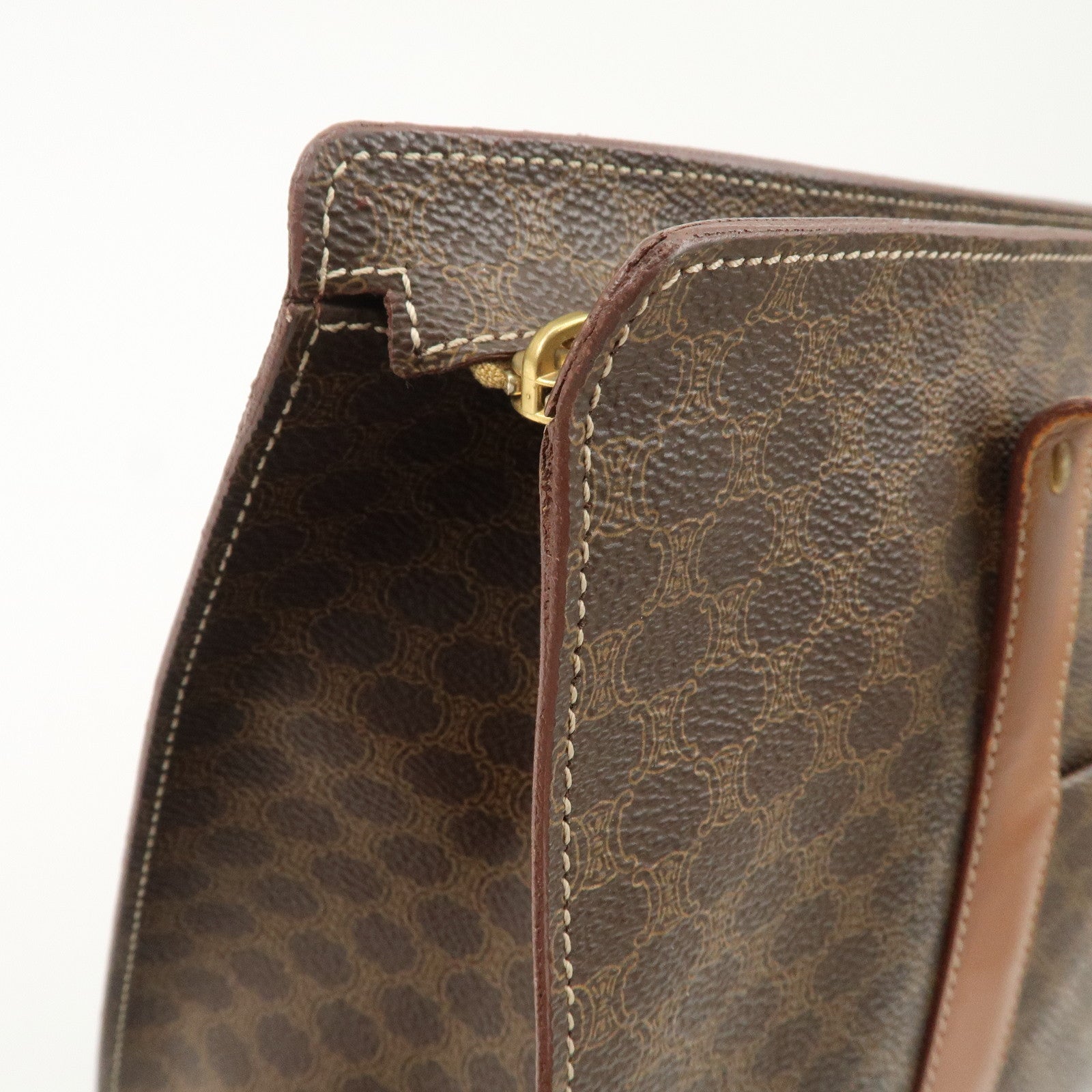 CELINE Macadam PVC Leather Tote Bag Shoulder Bag Brown