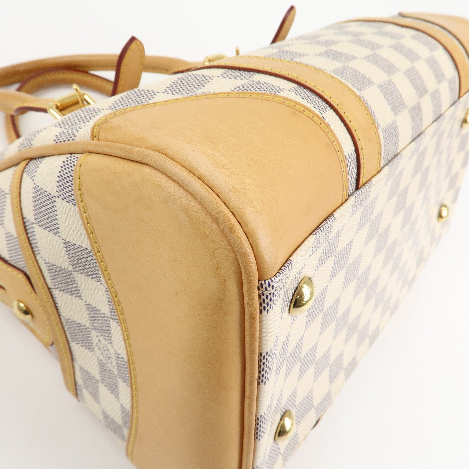 Louis Vuitton Damier Azur Leather Canvas Berkeley Hand Bag N52001 Used