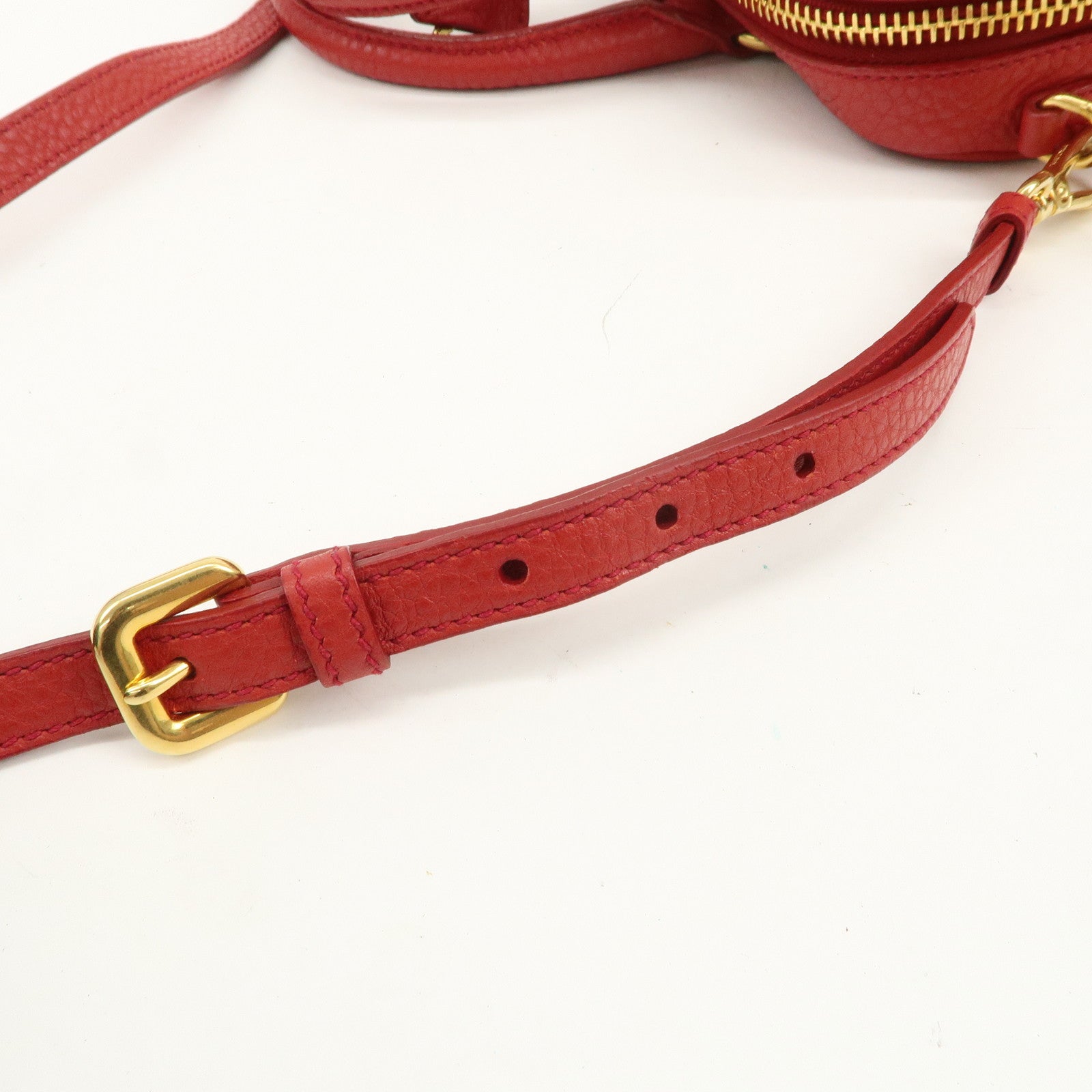 PRADA Logo Leather 2Way Bag Hand Bag Shoulder Bag Red BL0867