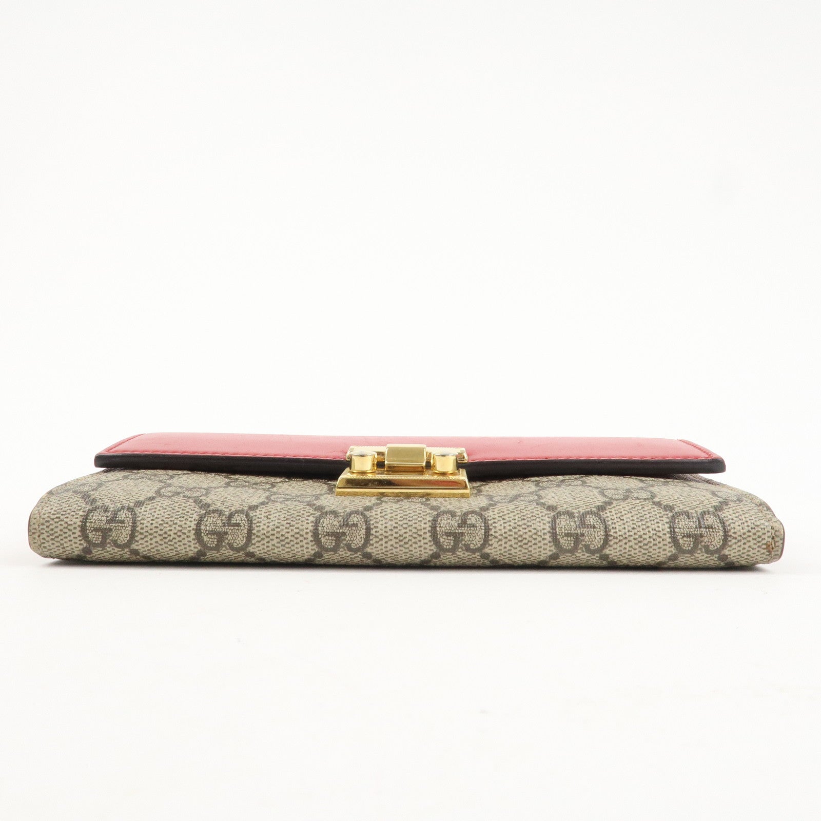 GUCCI GG Supreme Leather Canvas Padlock Chain Long Wallet 453506