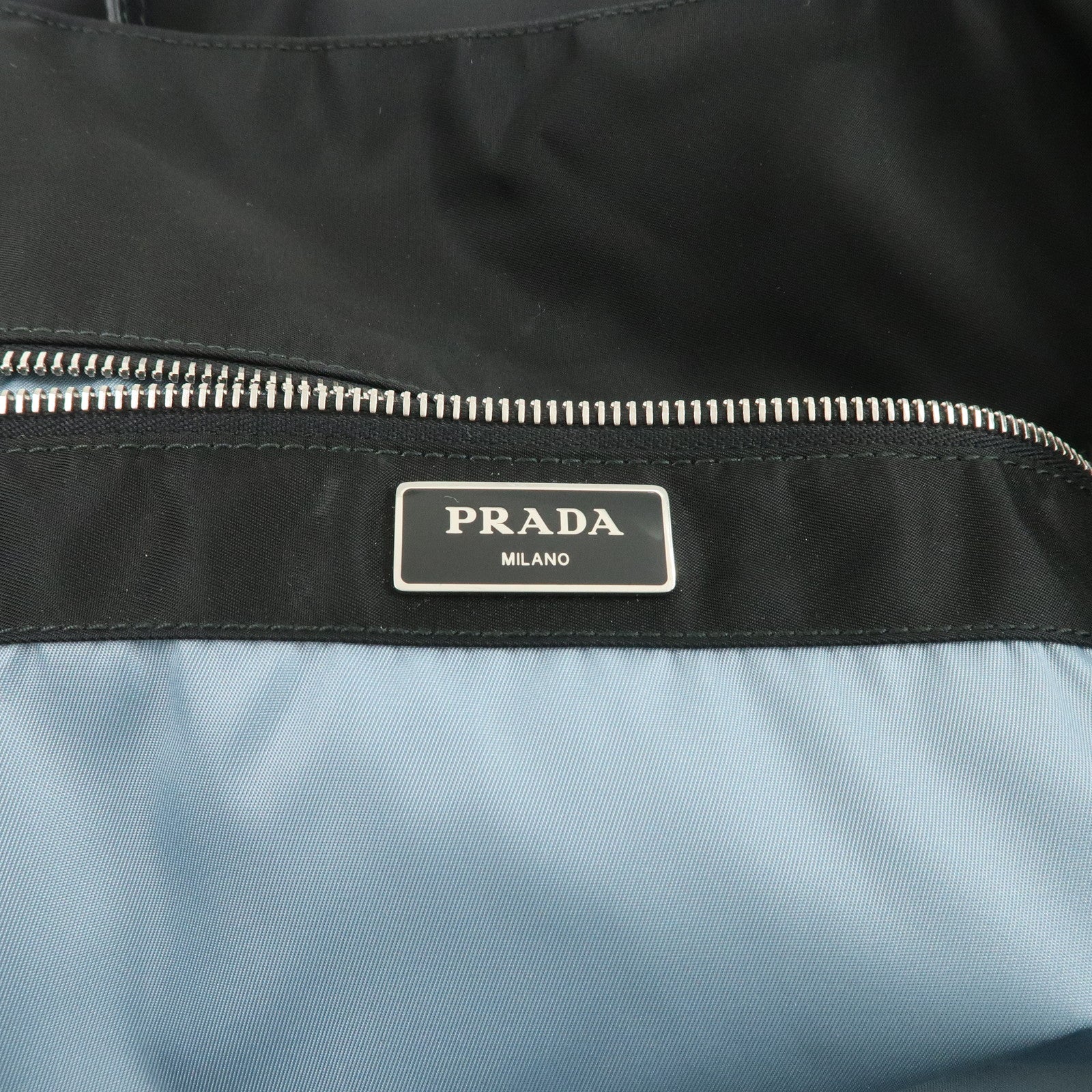 PRADA Etiquette Nylon Leather Tote Bag Shoulder Bag Black 1BG184