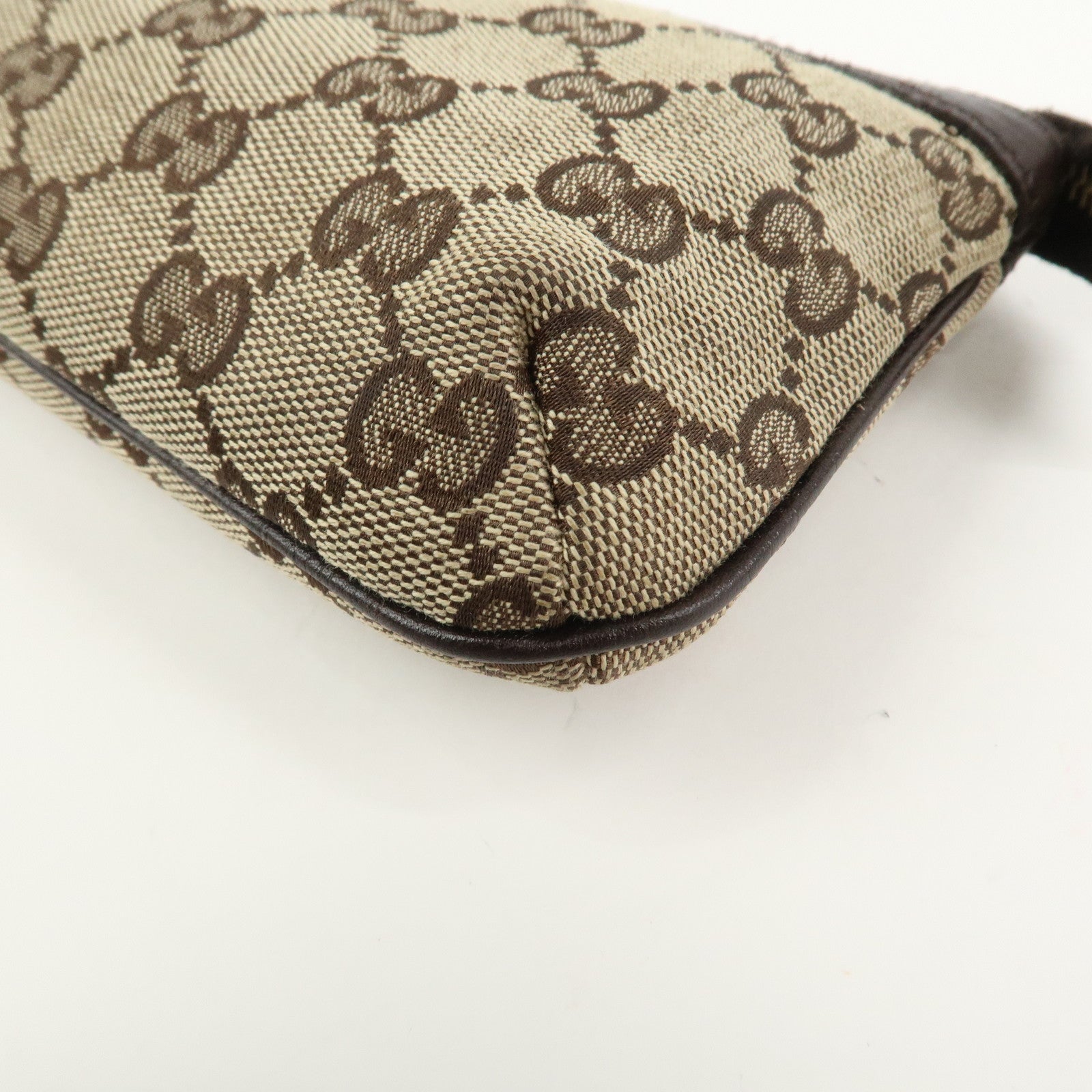 GUCCI Sherry GG Canvas Leather Pouch Cosmetic Pouch Brown 152507