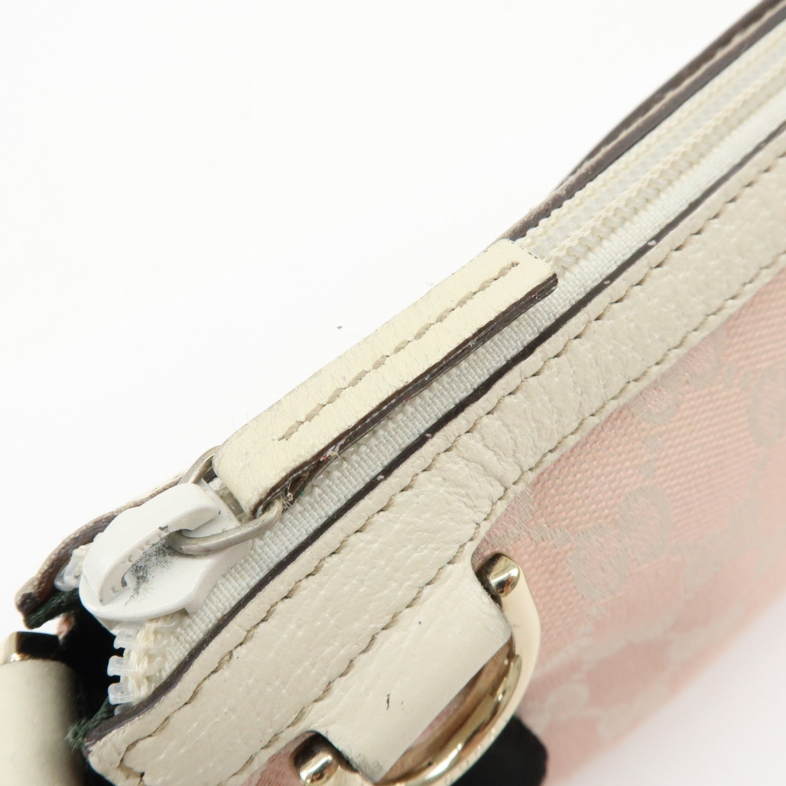 Gucci Abbey GG Canvas Leather Accessory Pouch Hand Bag Pink 145750