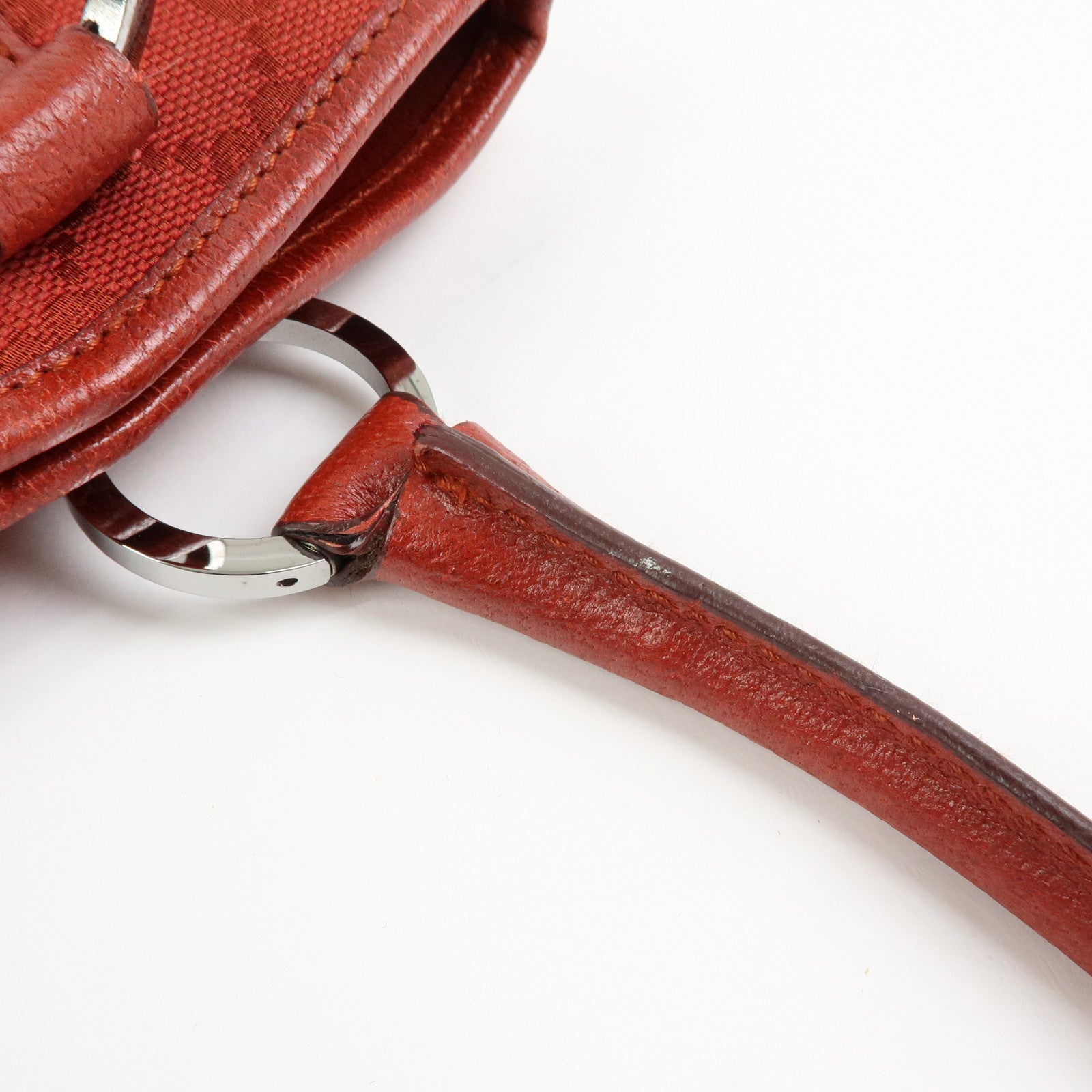 GUCCI GG Canvas Leather Tote Bag Hand Bag Red 113015