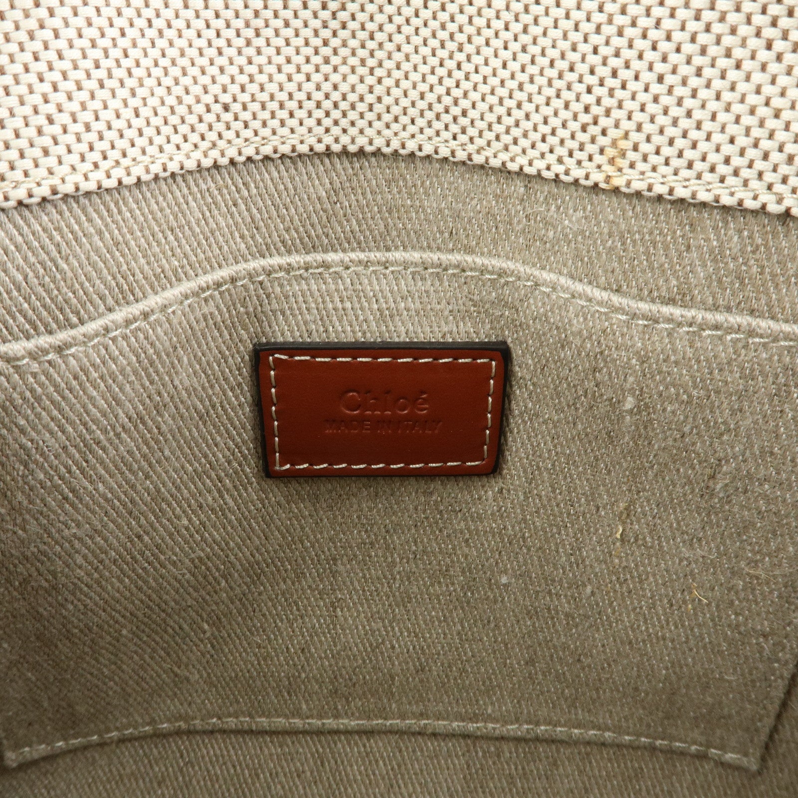 Chloe Woody Canvas Leather 2Way Bag Shoulder Bag Natural Brown