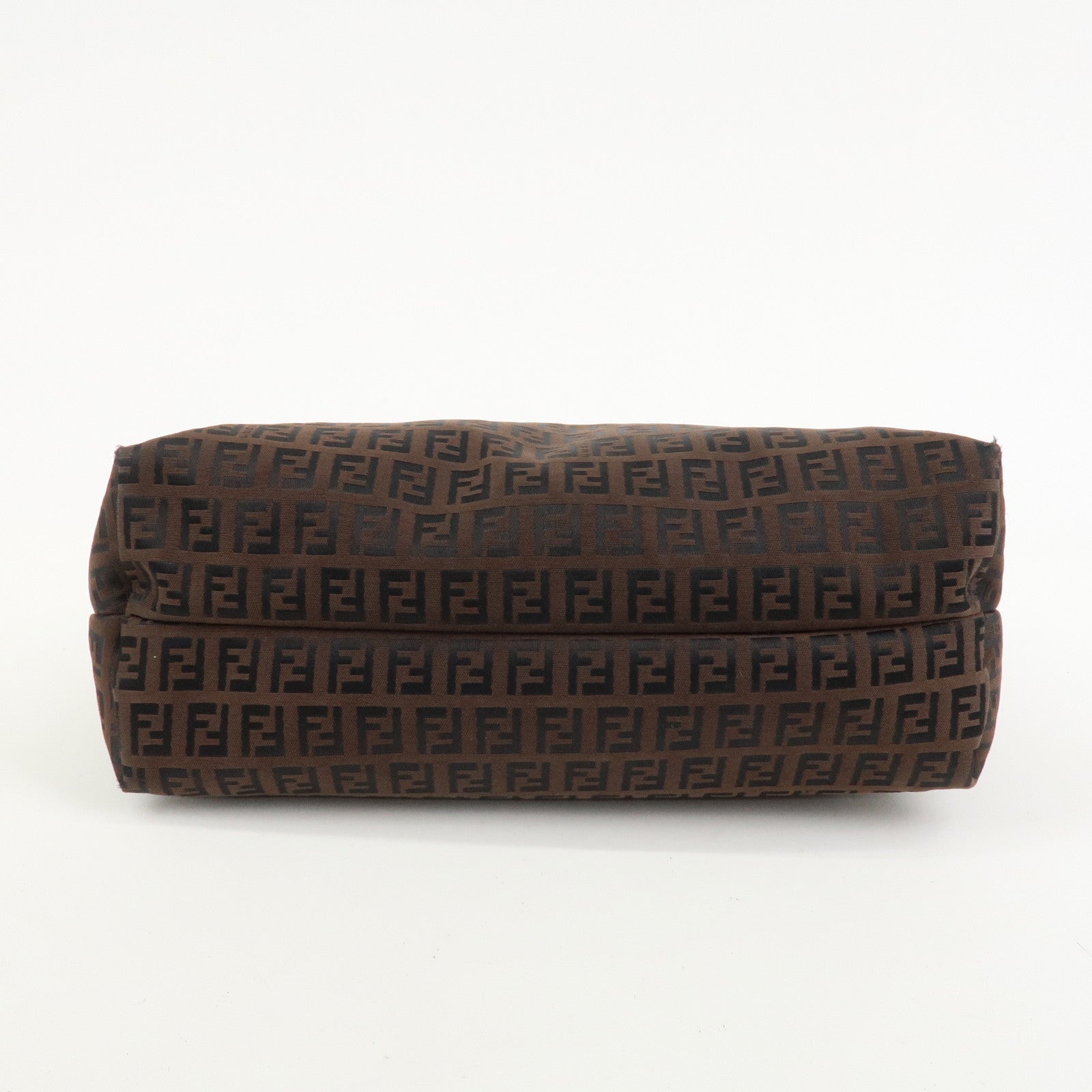 FENDI Zucchino Canvas Leather Tote Bag Brown Black 8BH023