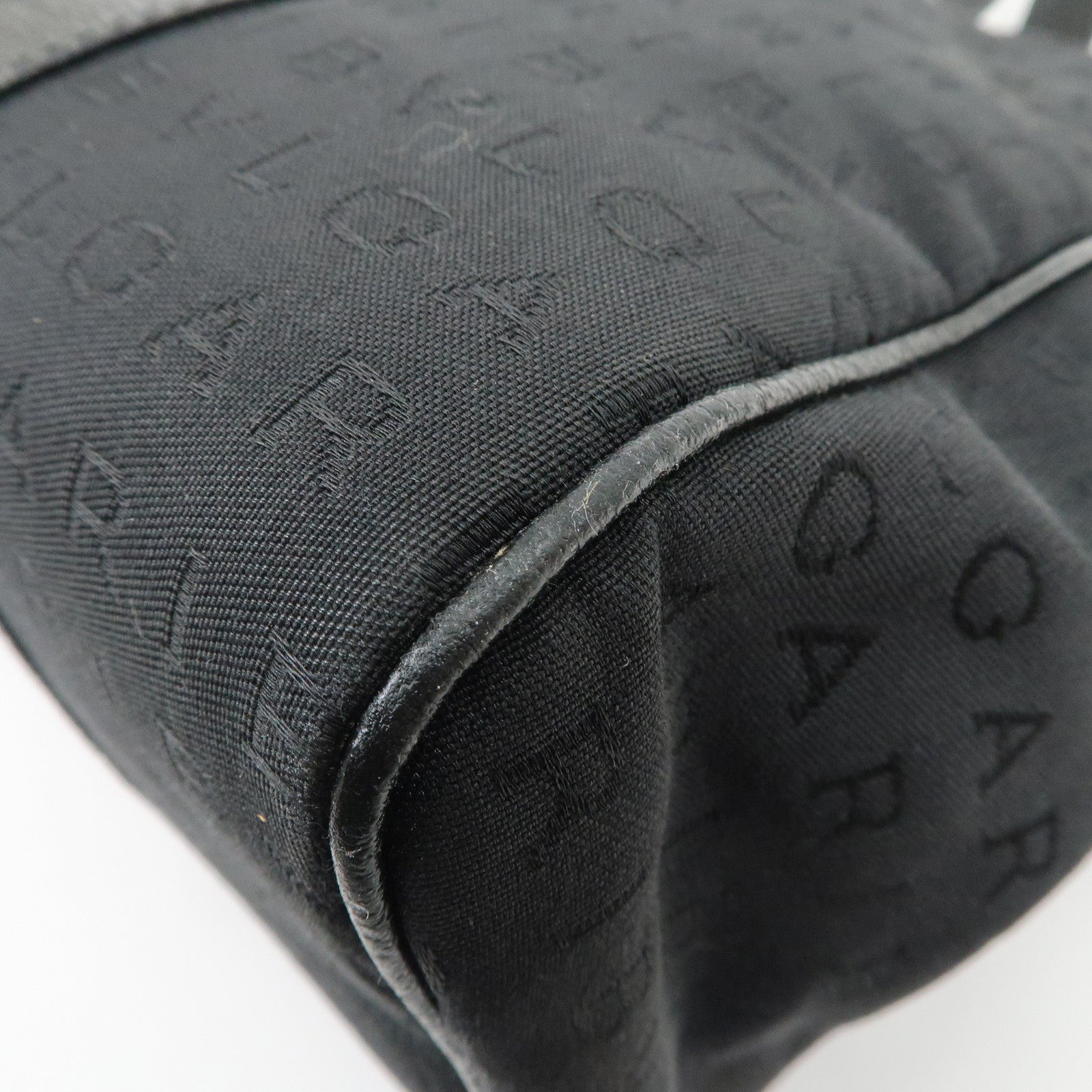 BVLGARI Logomania Canvas Leather Tote Bag Shoulder Bag Black